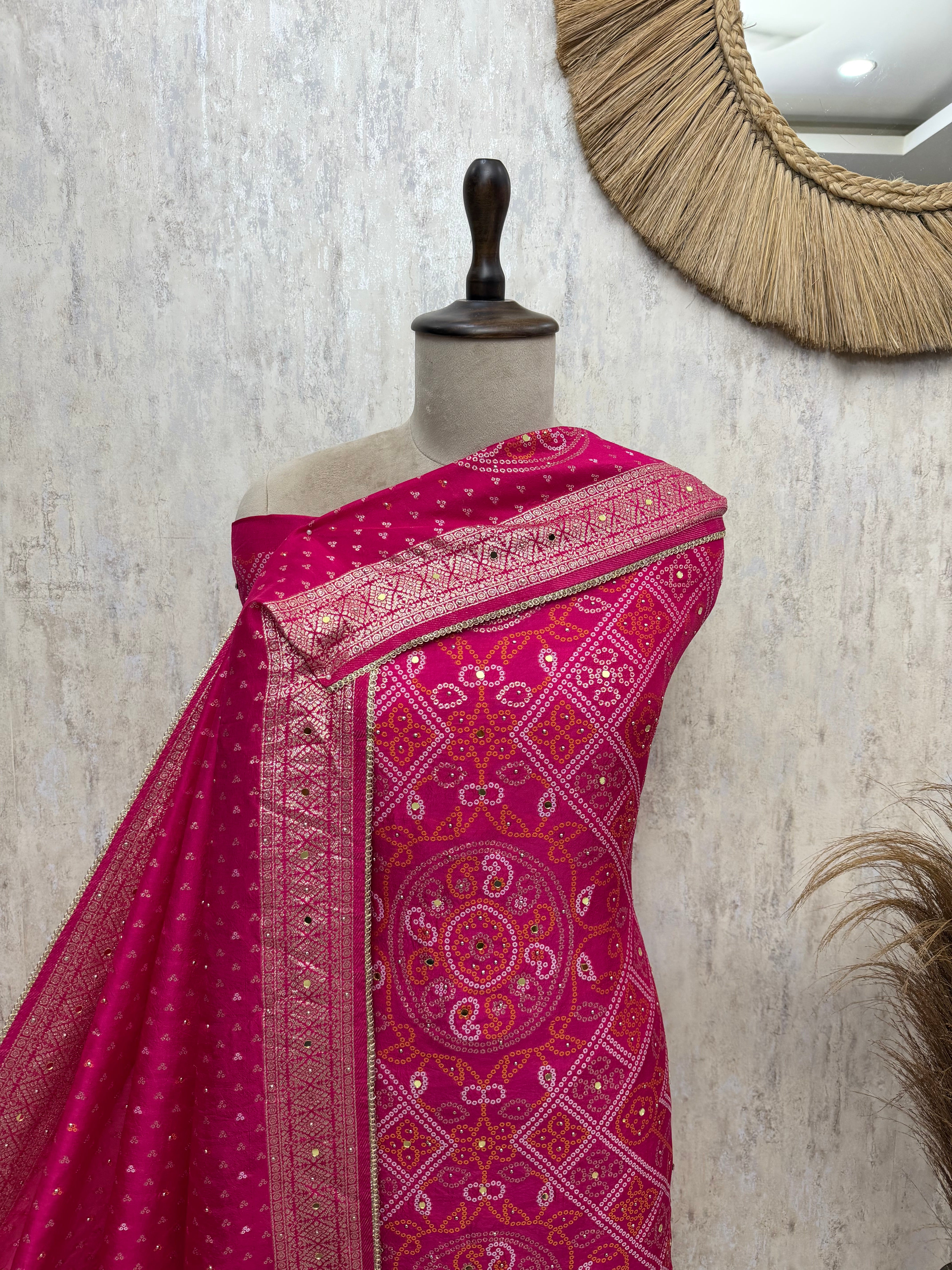 Ethereal Elegance Woven in Dola silk Unstitched Suits