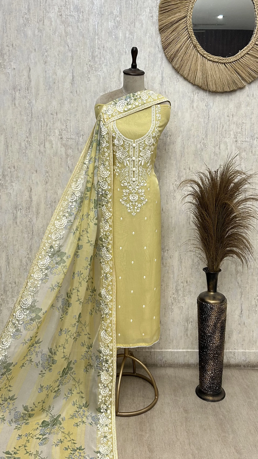 Blush Floral Embroidered Organza Unstitched suit