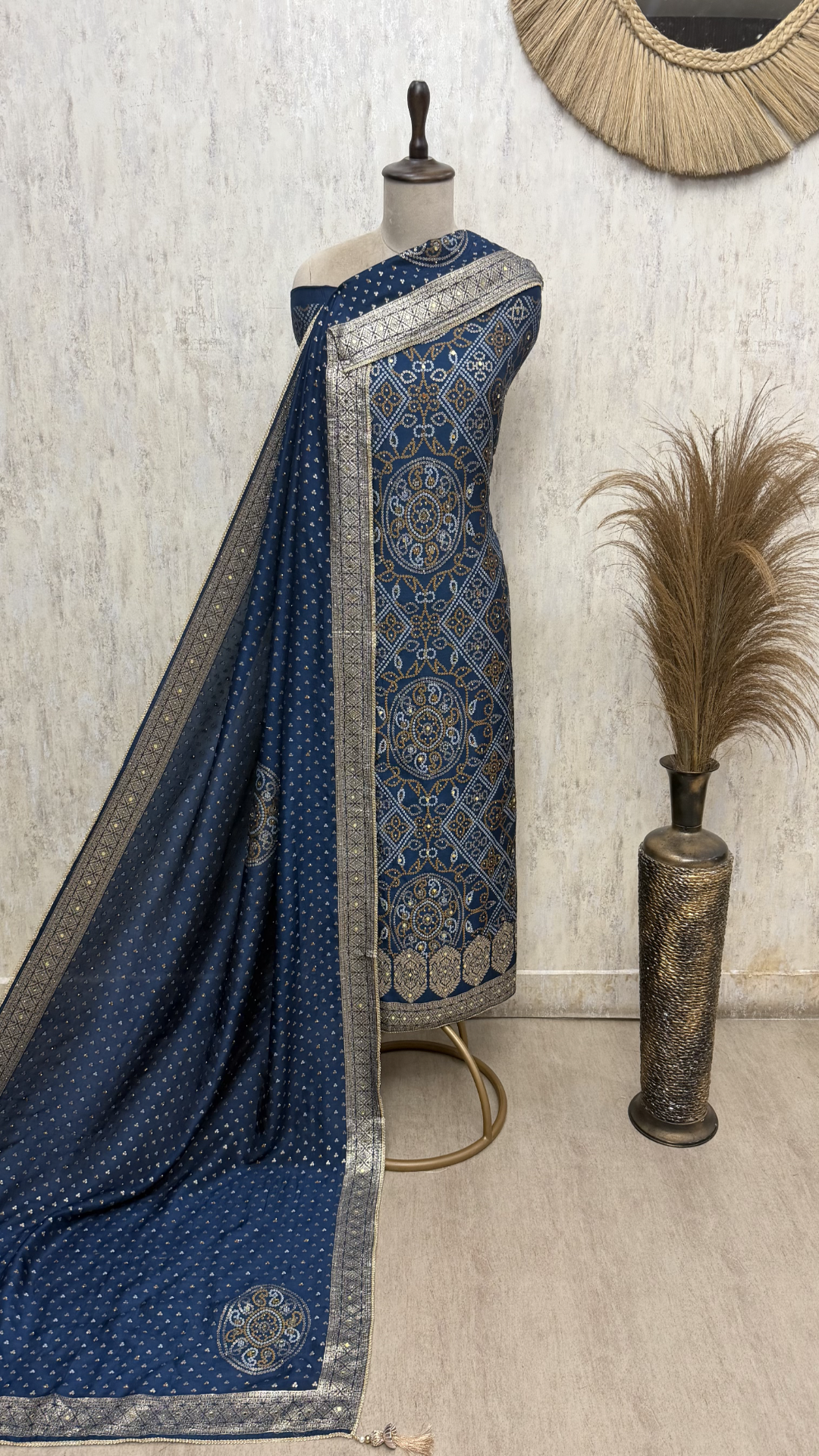 Ethereal Elegance Woven in Dola silk Unstitched Suits