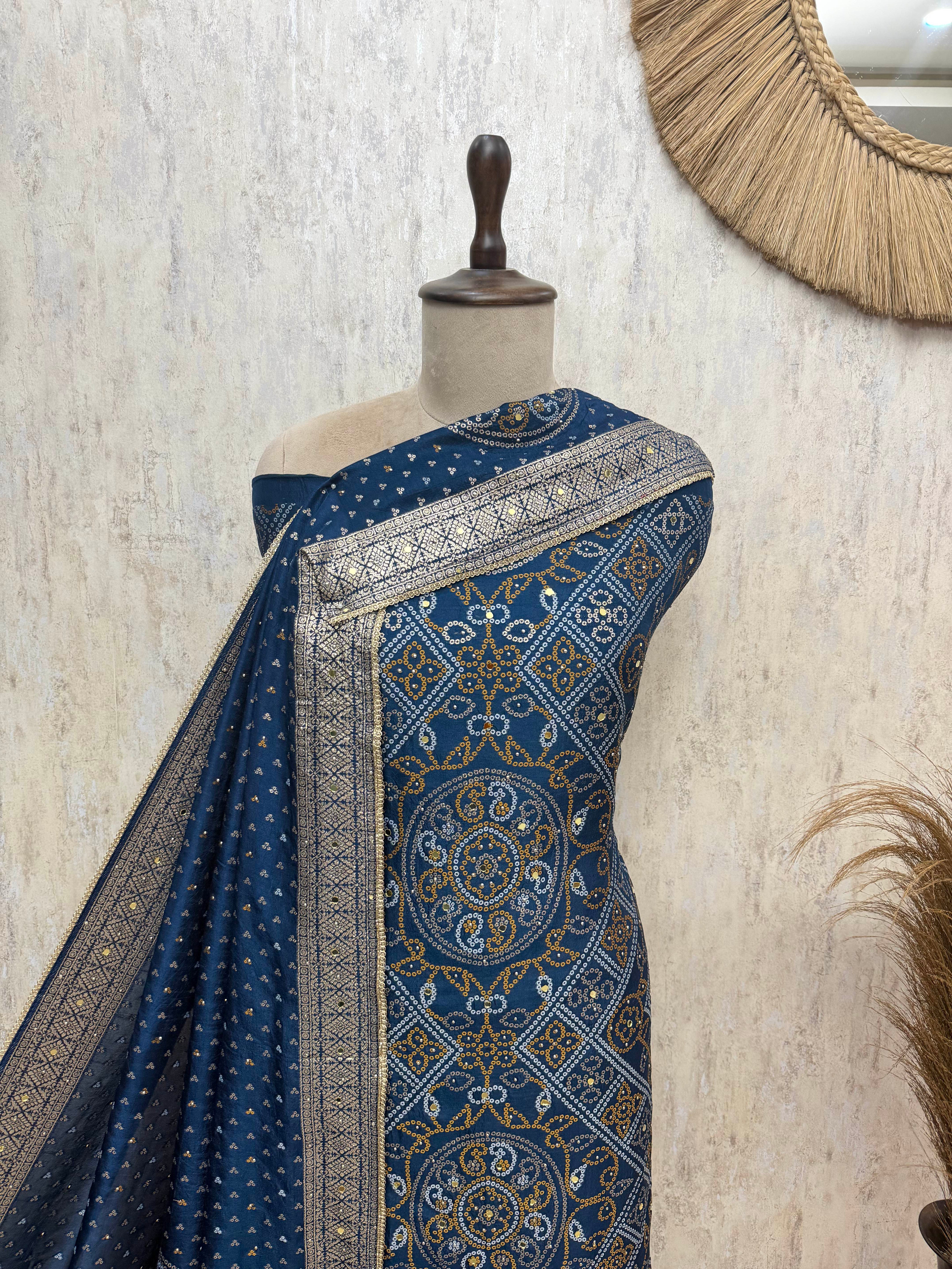 Ethereal Elegance Woven in Dola silk Unstitched Suits