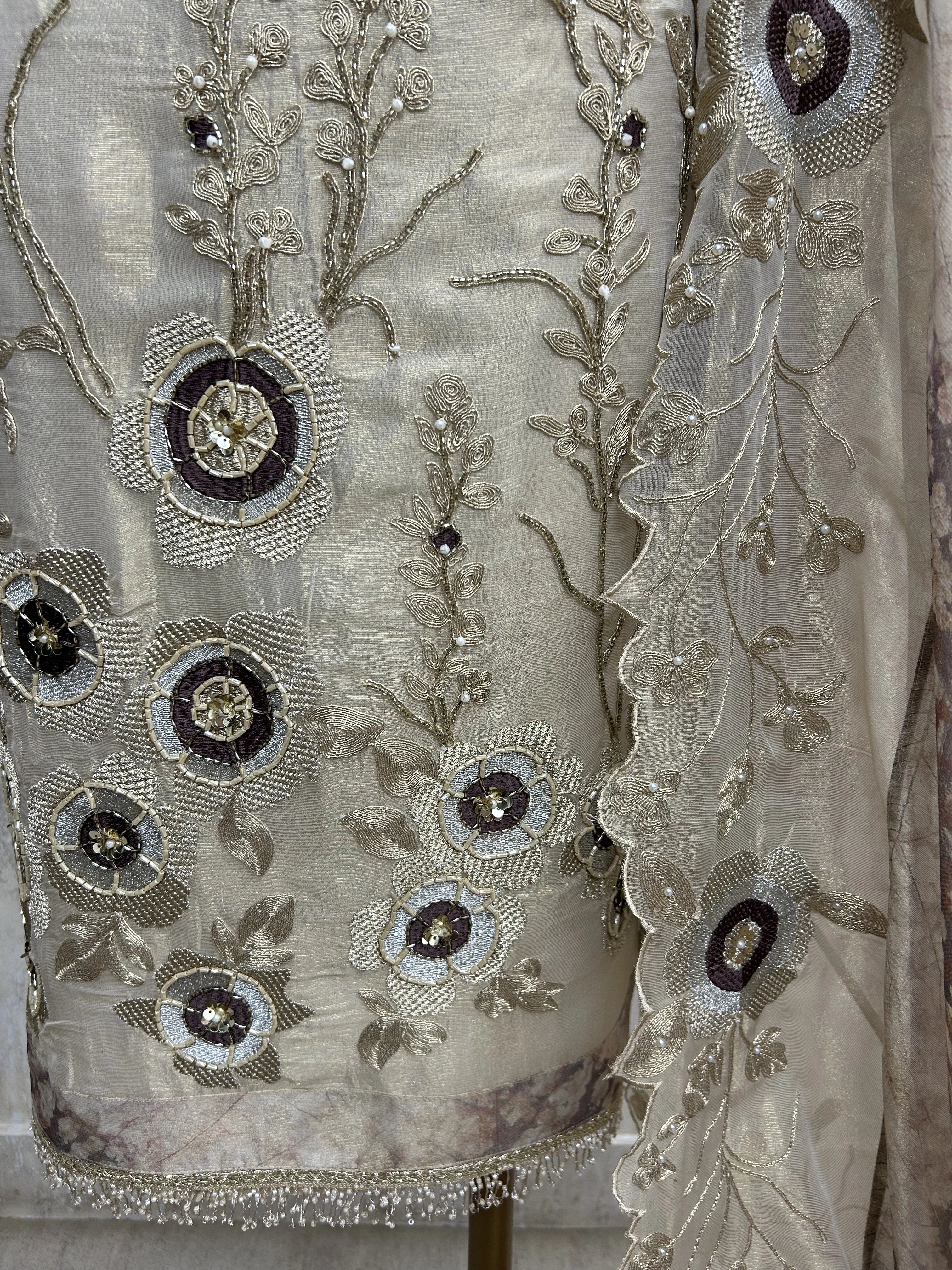 Ivory Elegance Unstitched Suit Set