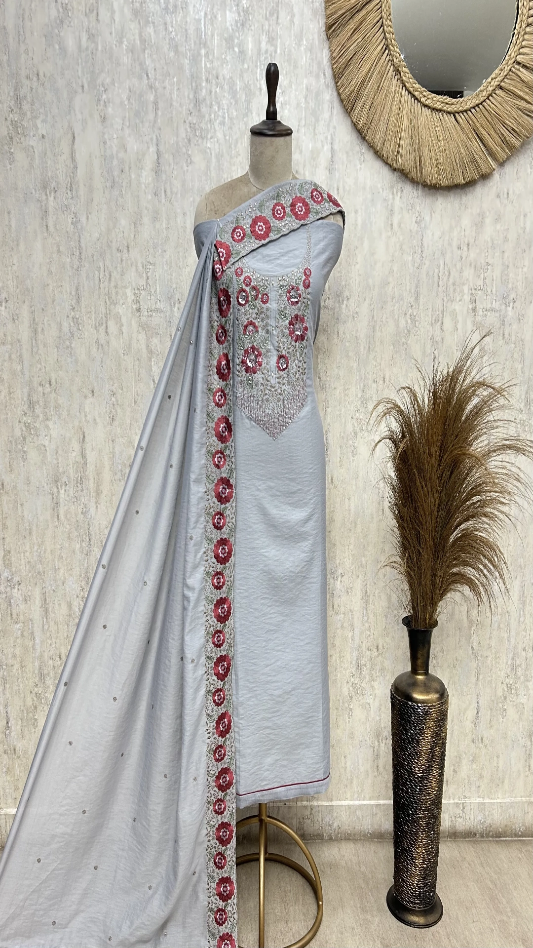 Midnight Floral Embroidered Unstitched suit