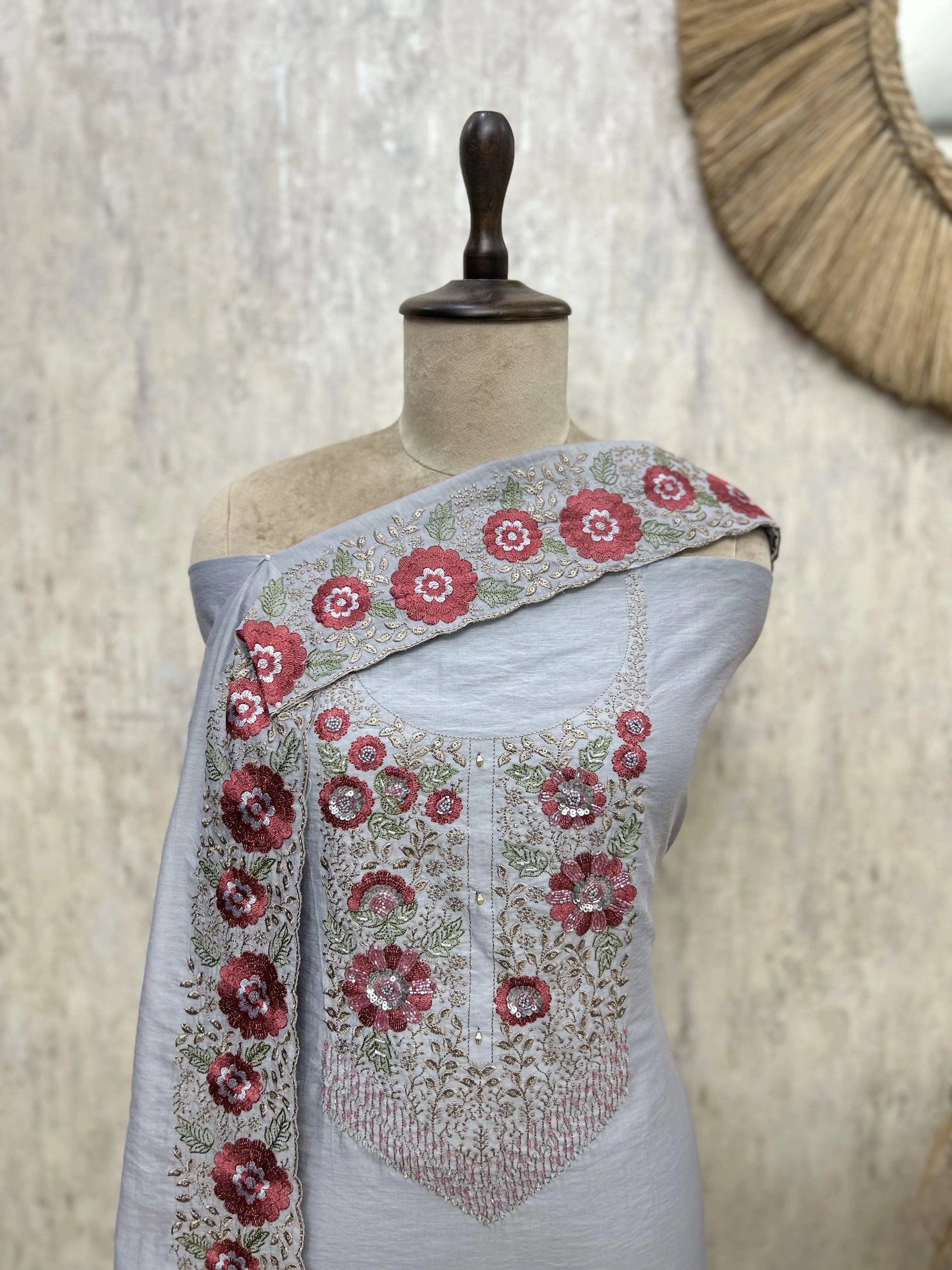 Midnight Floral Embroidered Unstitched suit