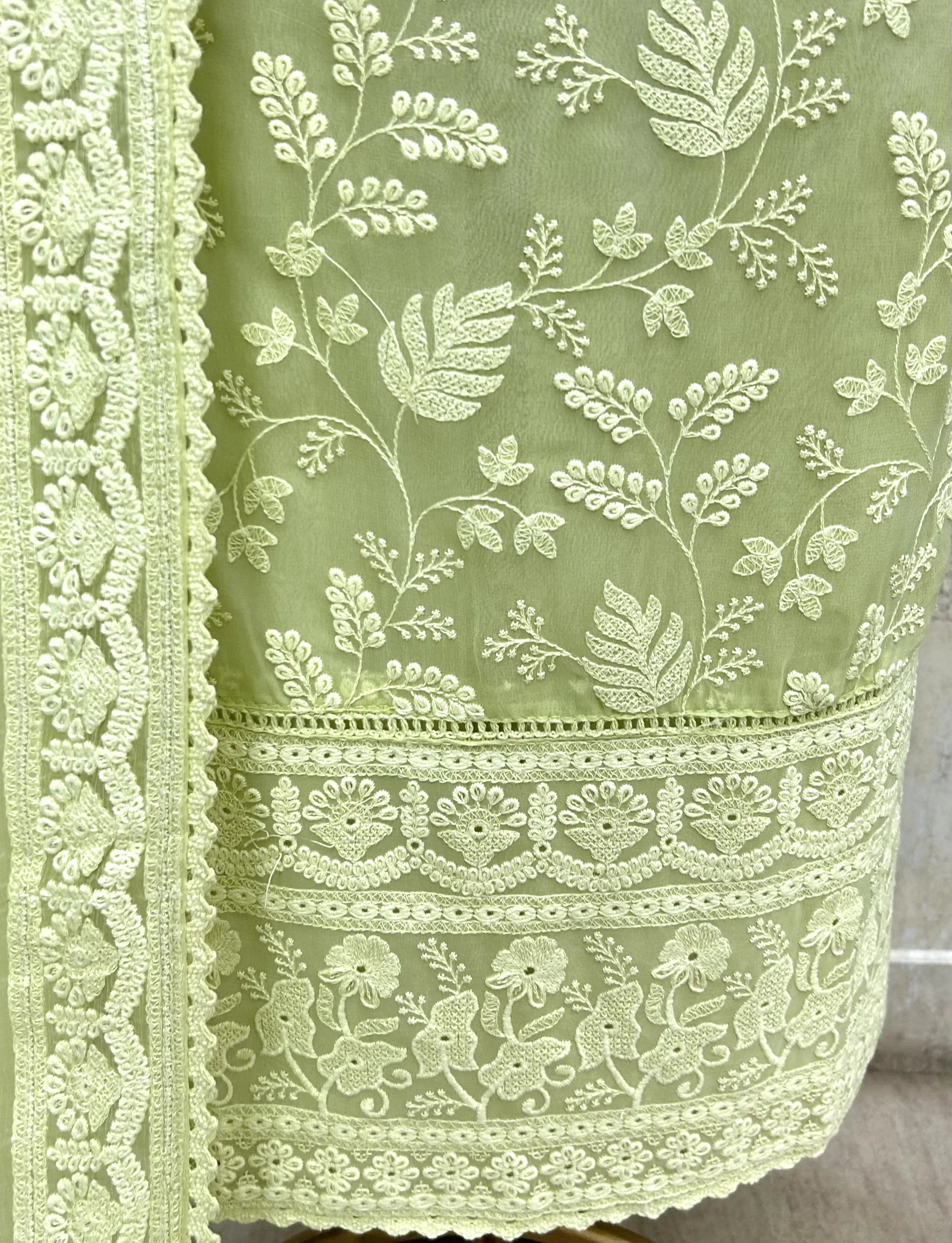 Pistachio Chikankari Grace Georgette Unstitched suit