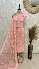 Pistachio Chikankari Grace Georgette Unstitched suit