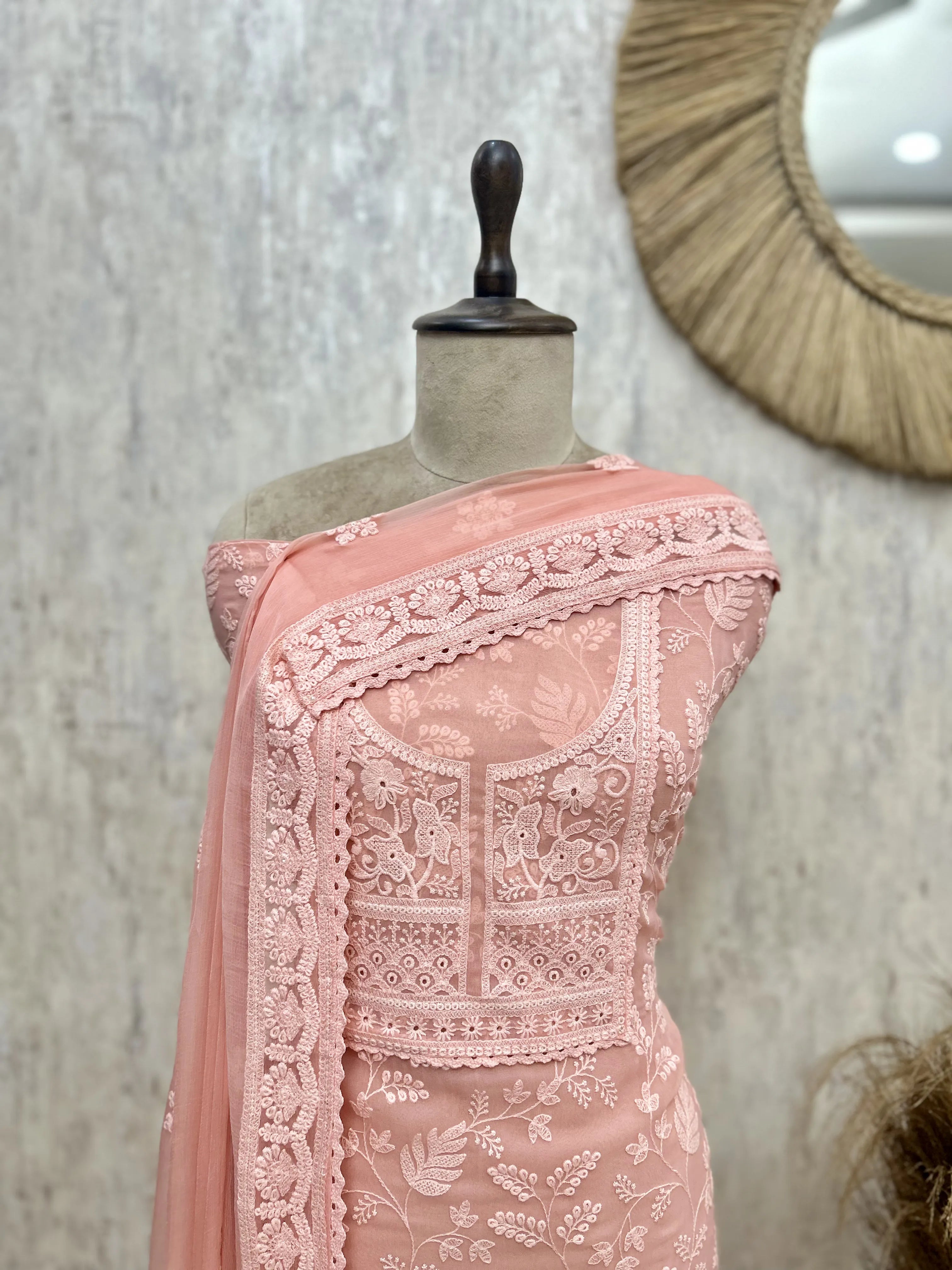 Pistachio Chikankari Grace Georgette Unstitched suit