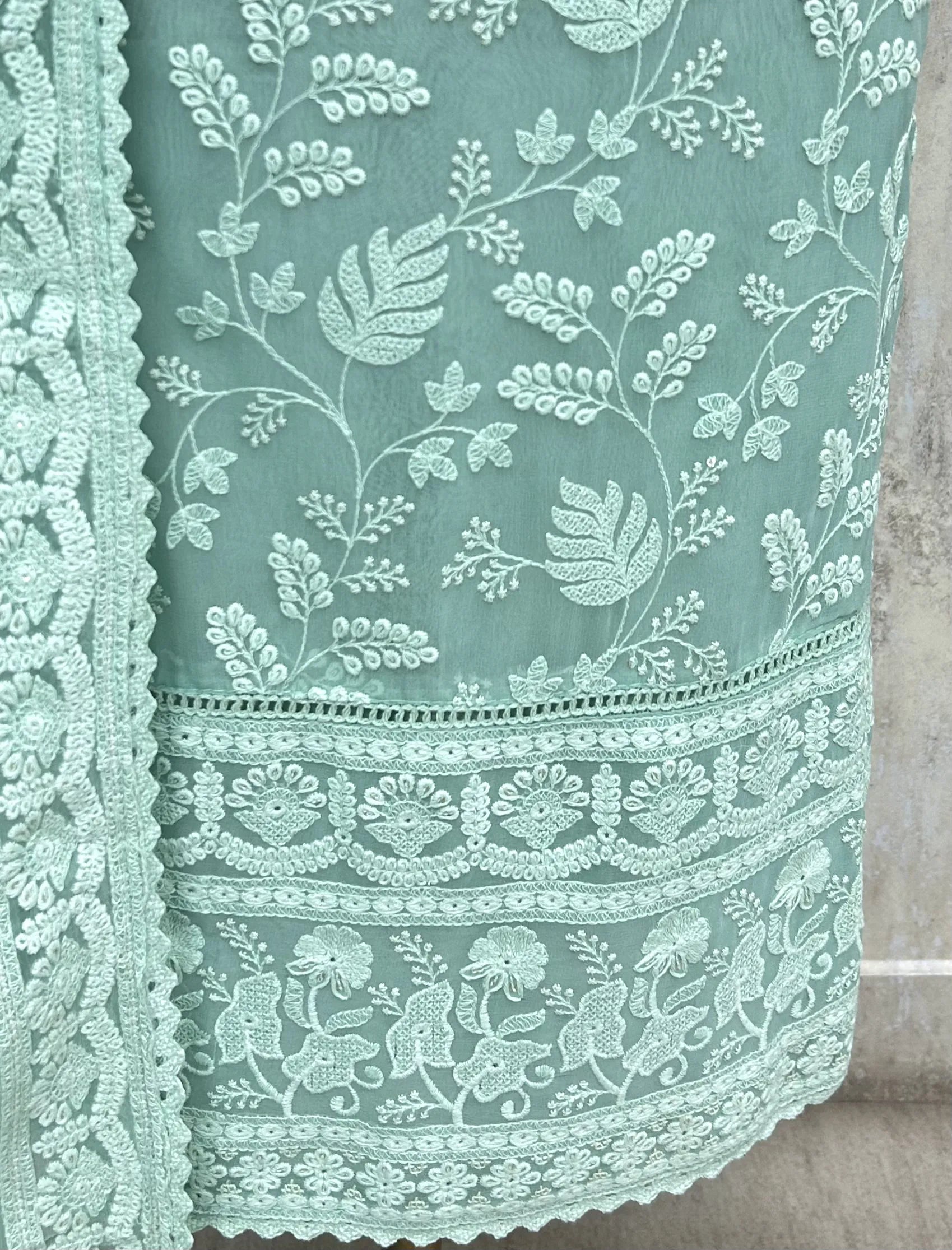Pistachio Chikankari Grace Georgette Unstitched suit