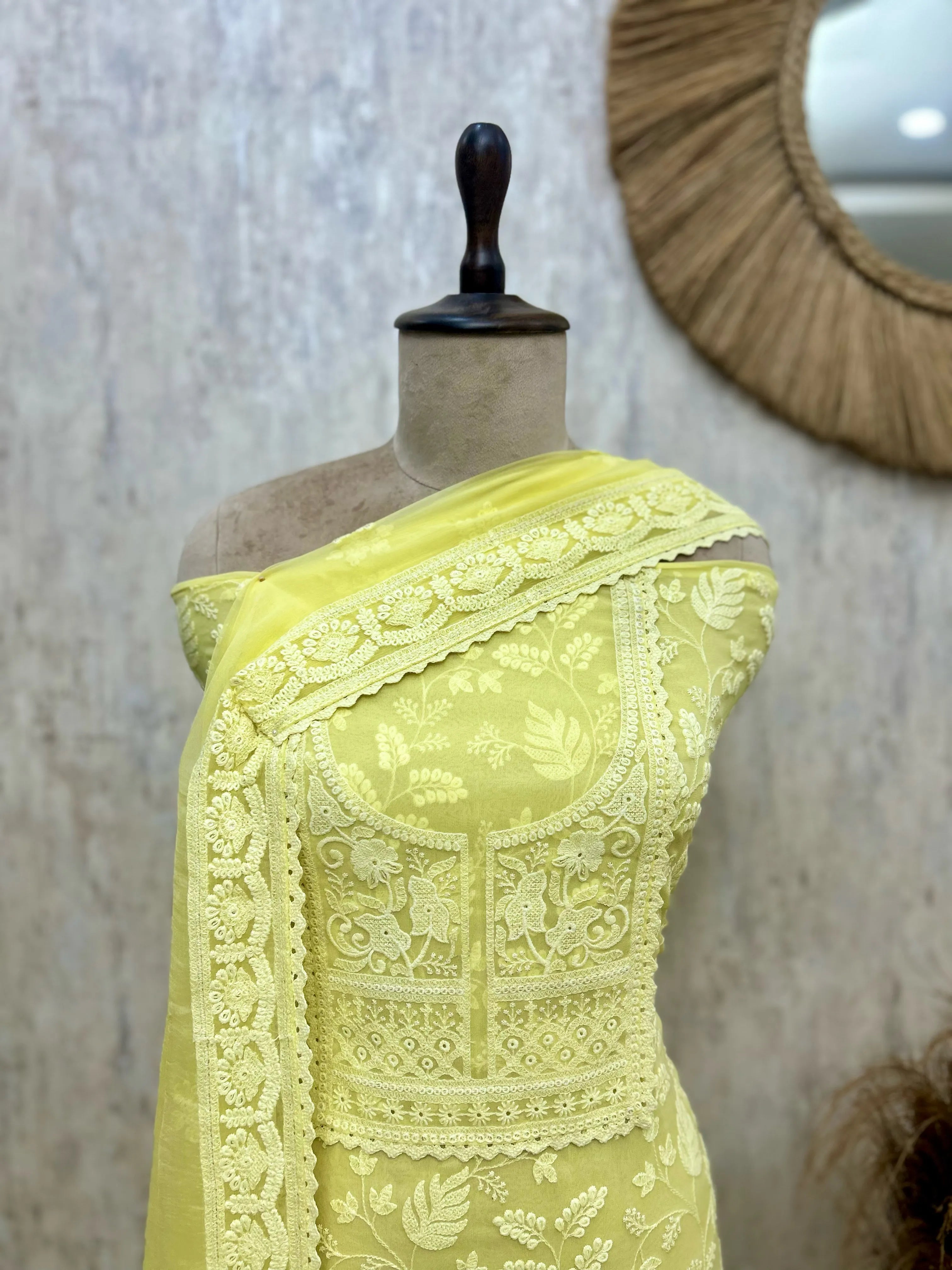 Pistachio Chikankari Grace Georgette Unstitched suit