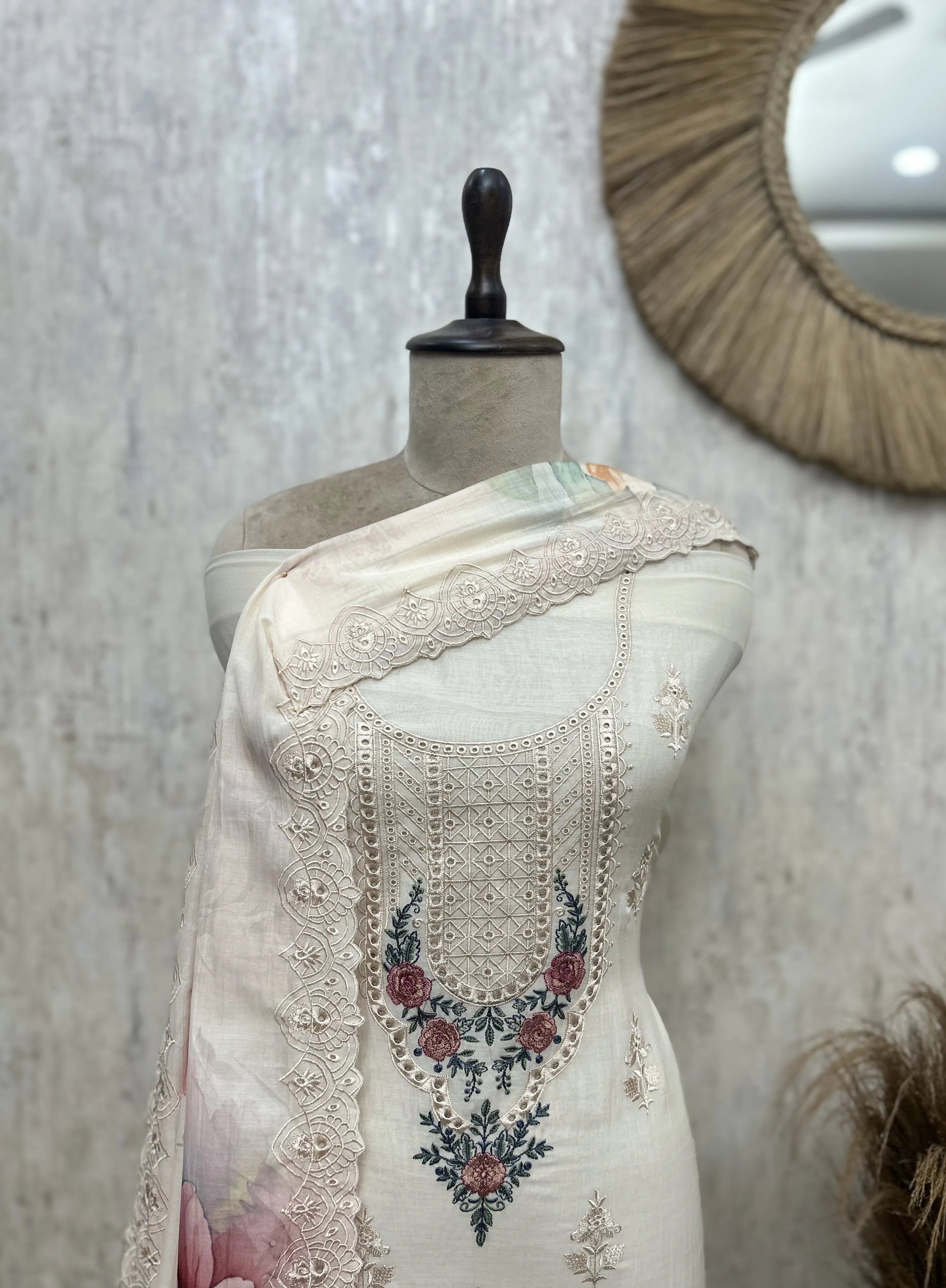 Bloom Embroidered Mul cotton Unstitched suit