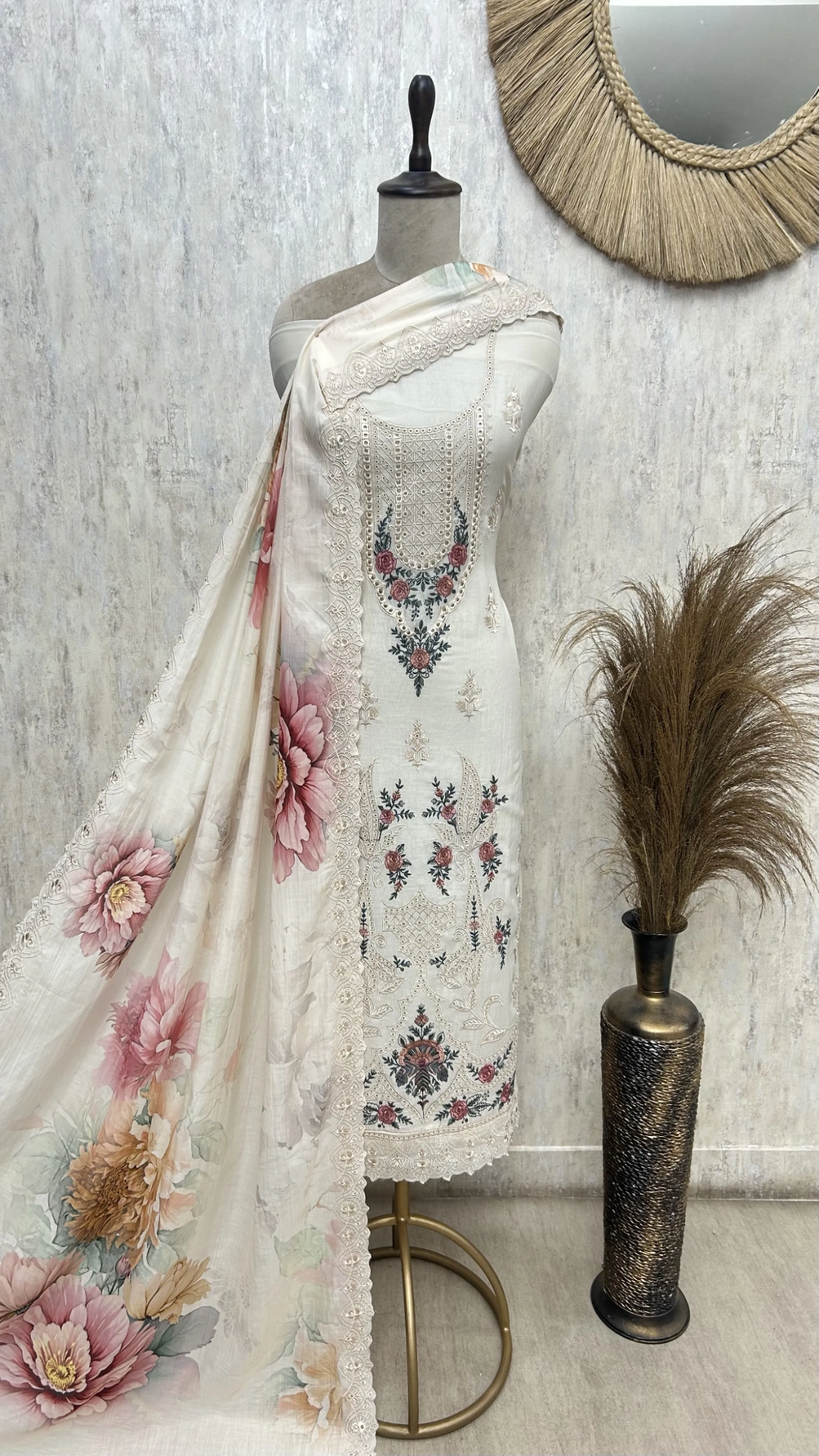 Bloom Embroidered Mul cotton Unstitched suit