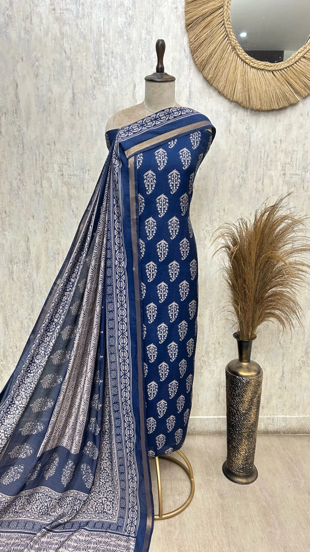 Indigo Paisley Grace Maheshwari Unstitched suit