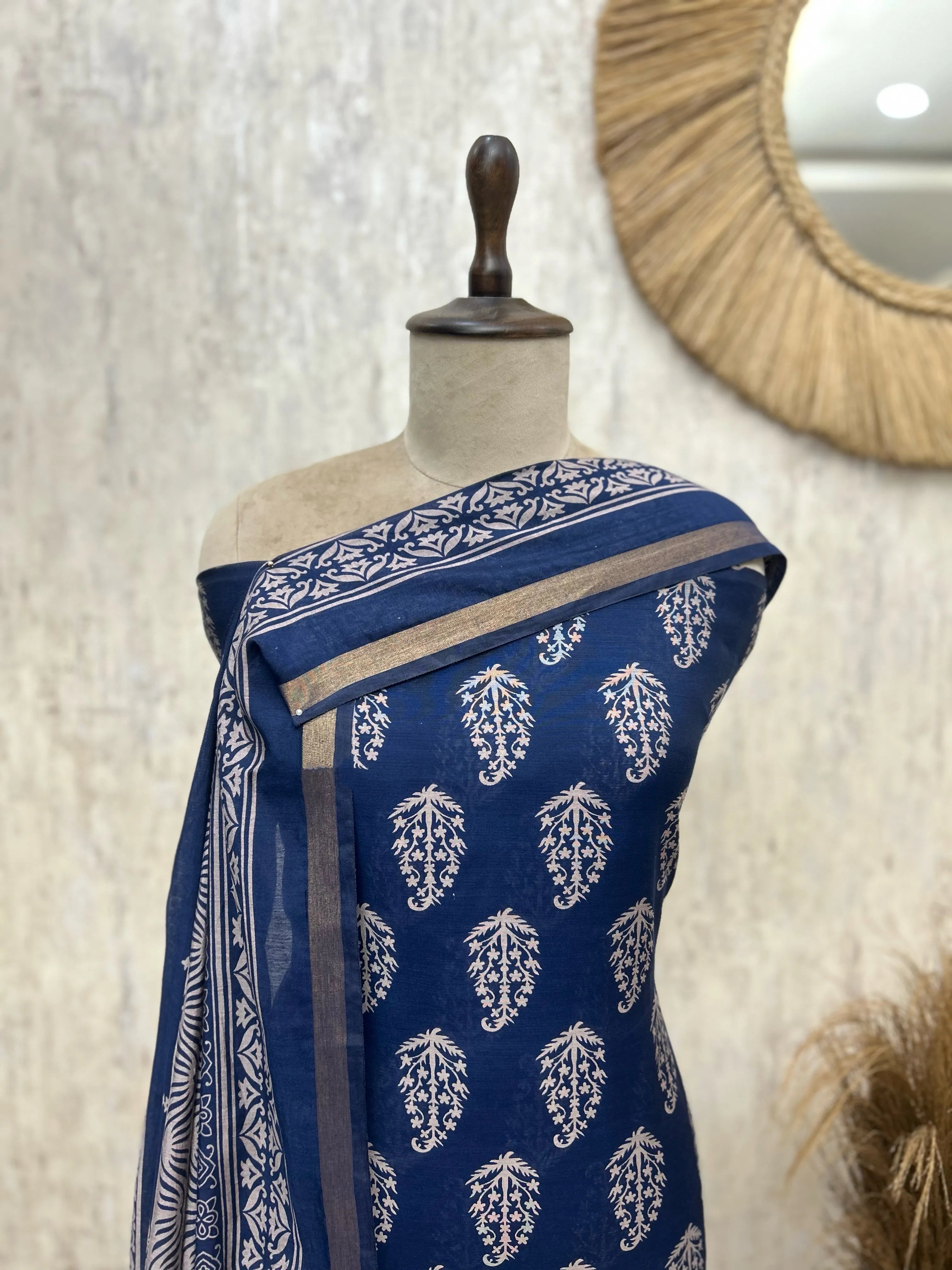 Indigo Paisley Grace Maheshwari Unstitched suit