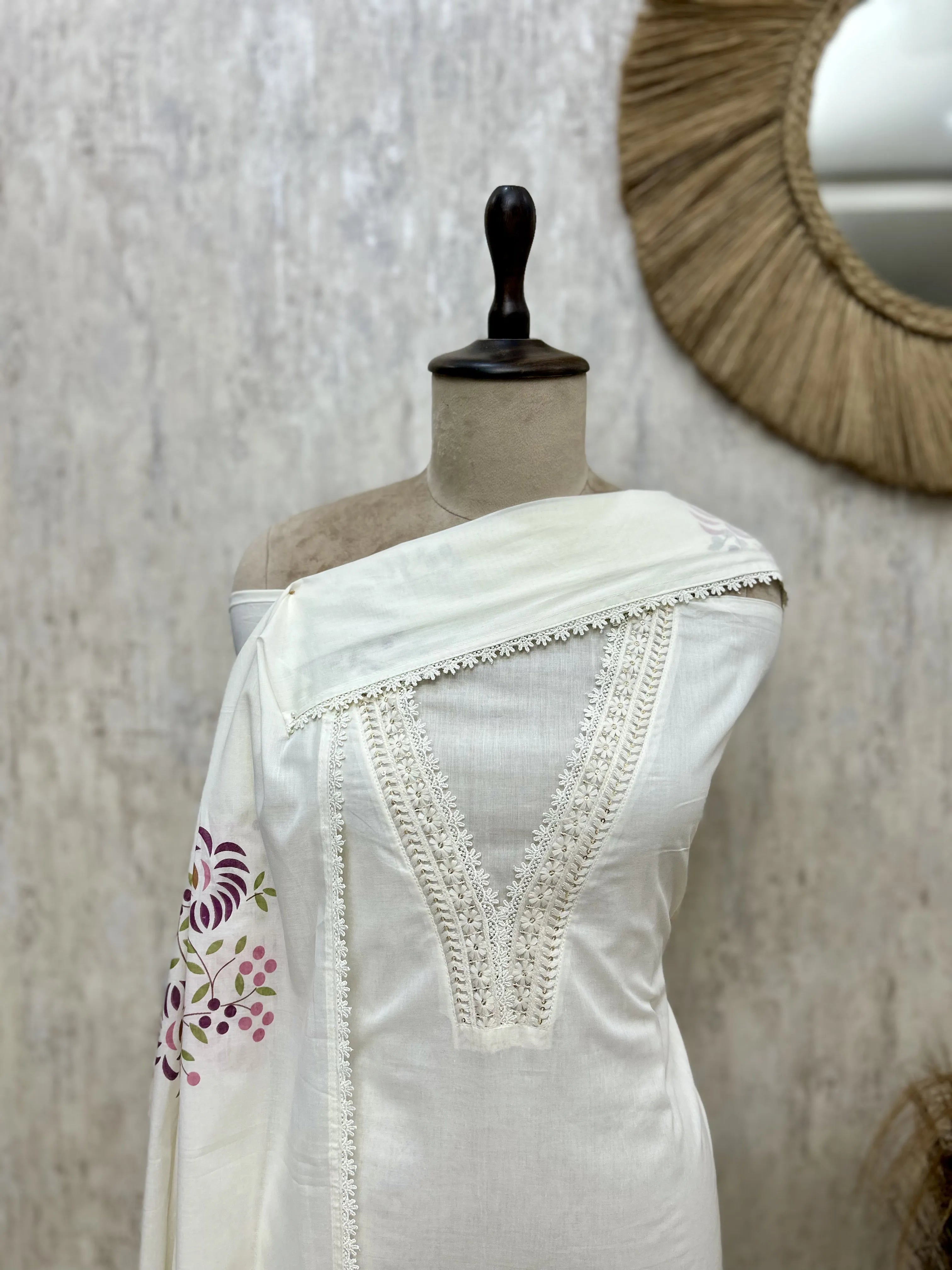 Pearl Embroidered Elegance Mul chanderi Unstitched suit