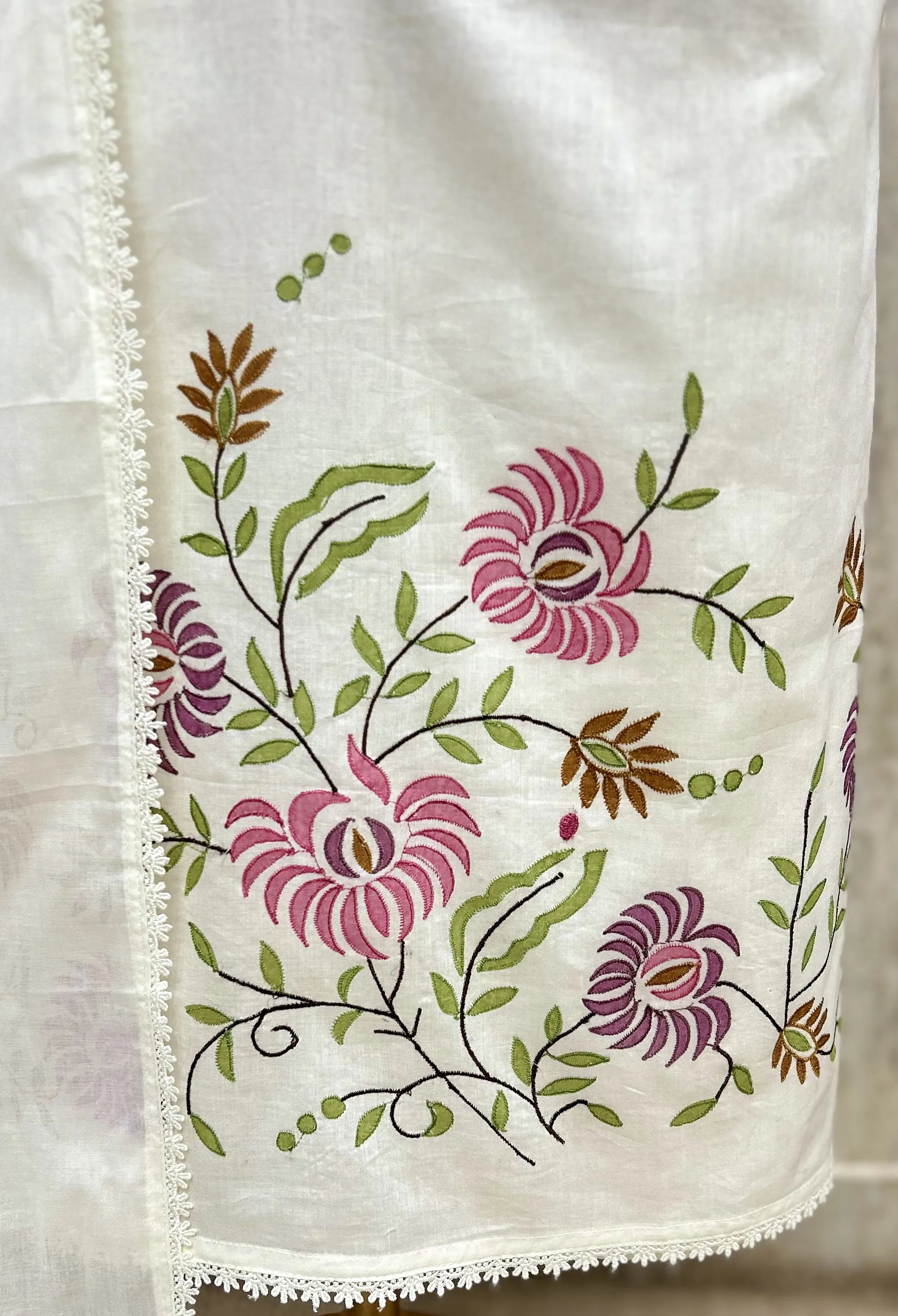 Pearl Embroidered Elegance Mul chanderi Unstitched suit