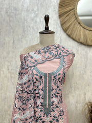Floral Mul chanderi Unstitched suit