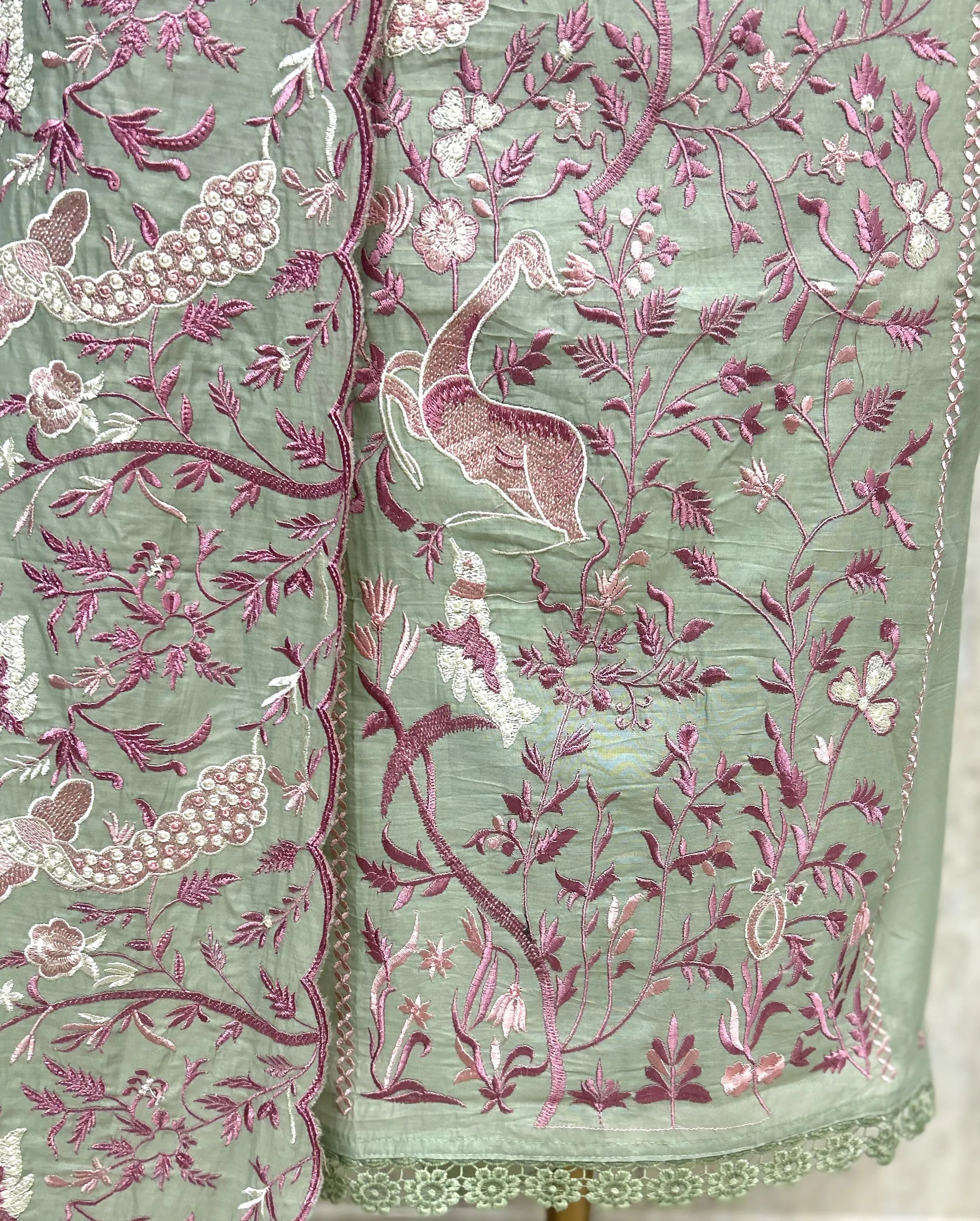 Floral Mul chanderi Unstitched suit