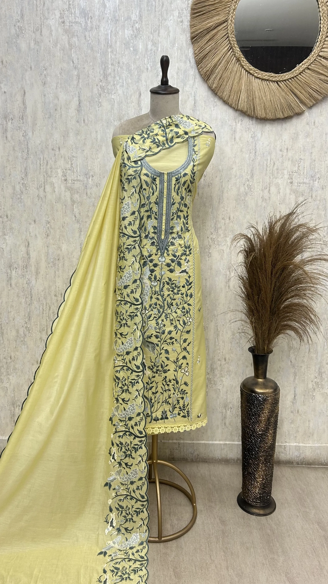 Floral Mul chanderi Unstitched suit