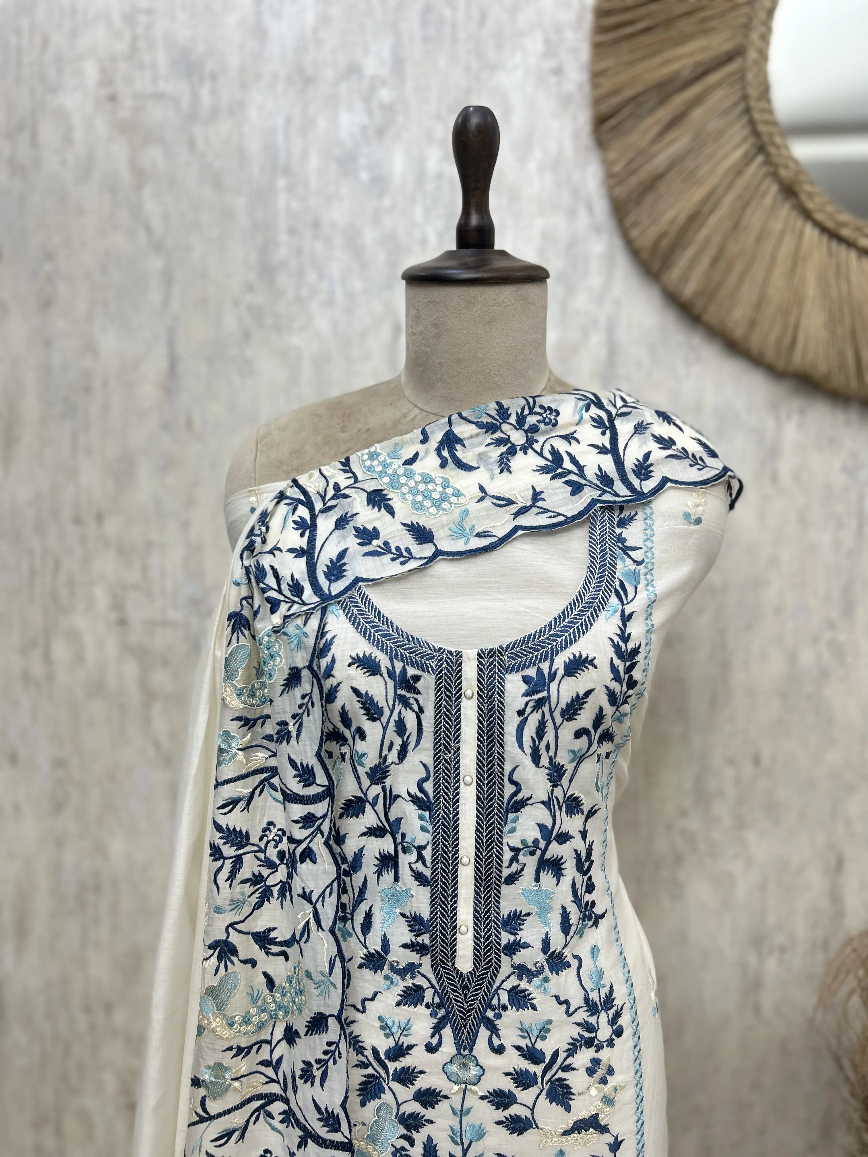 Floral Mul chanderi Unstitched suit