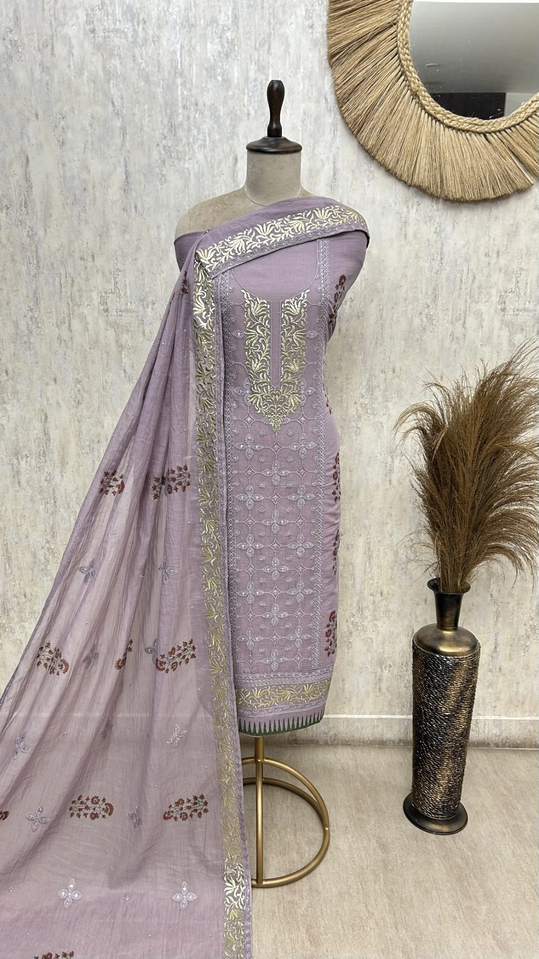 Powder Elegance mul chanderi Unstitched suit