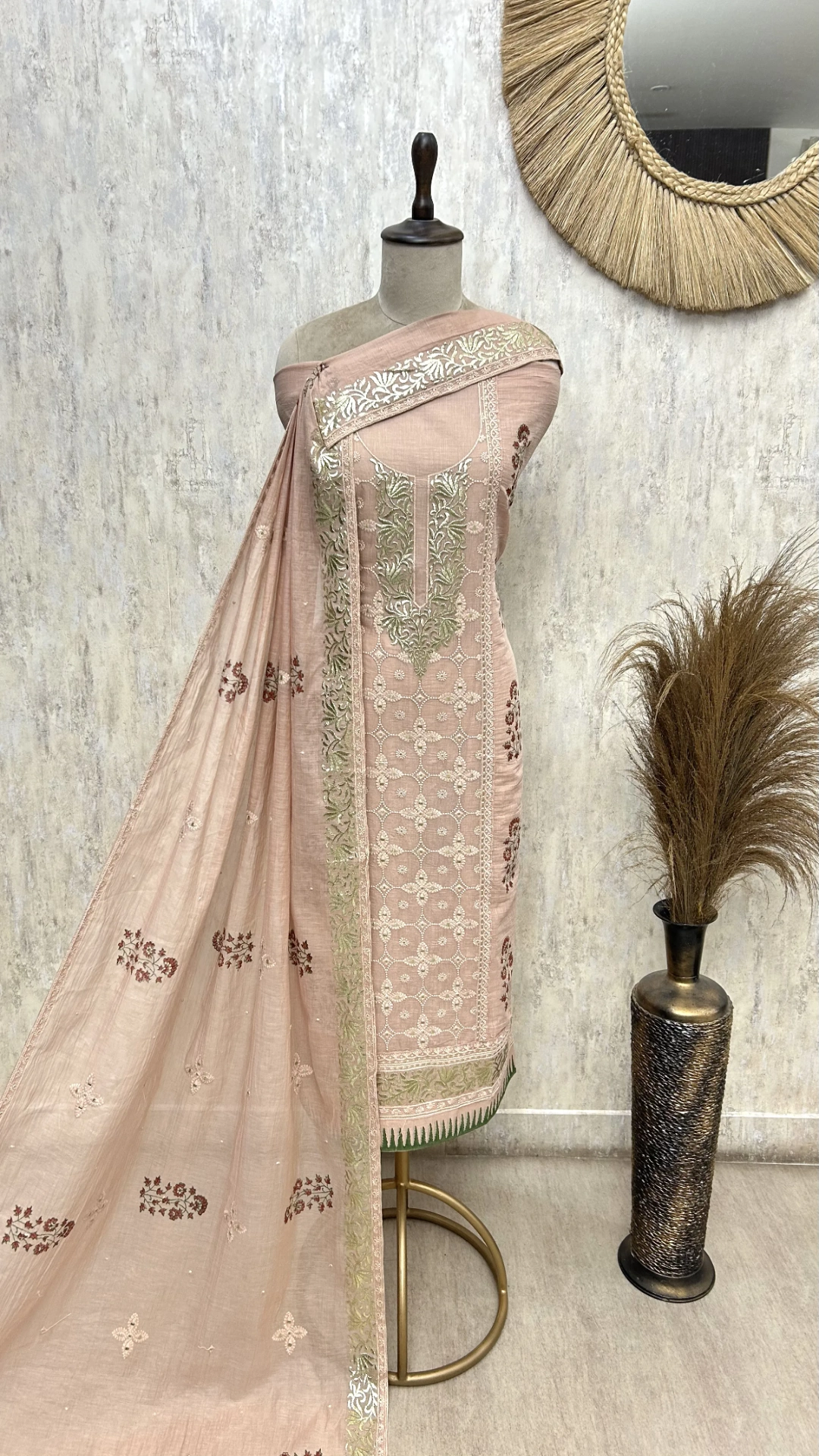 Powder Elegance mul chanderi Unstitched suit