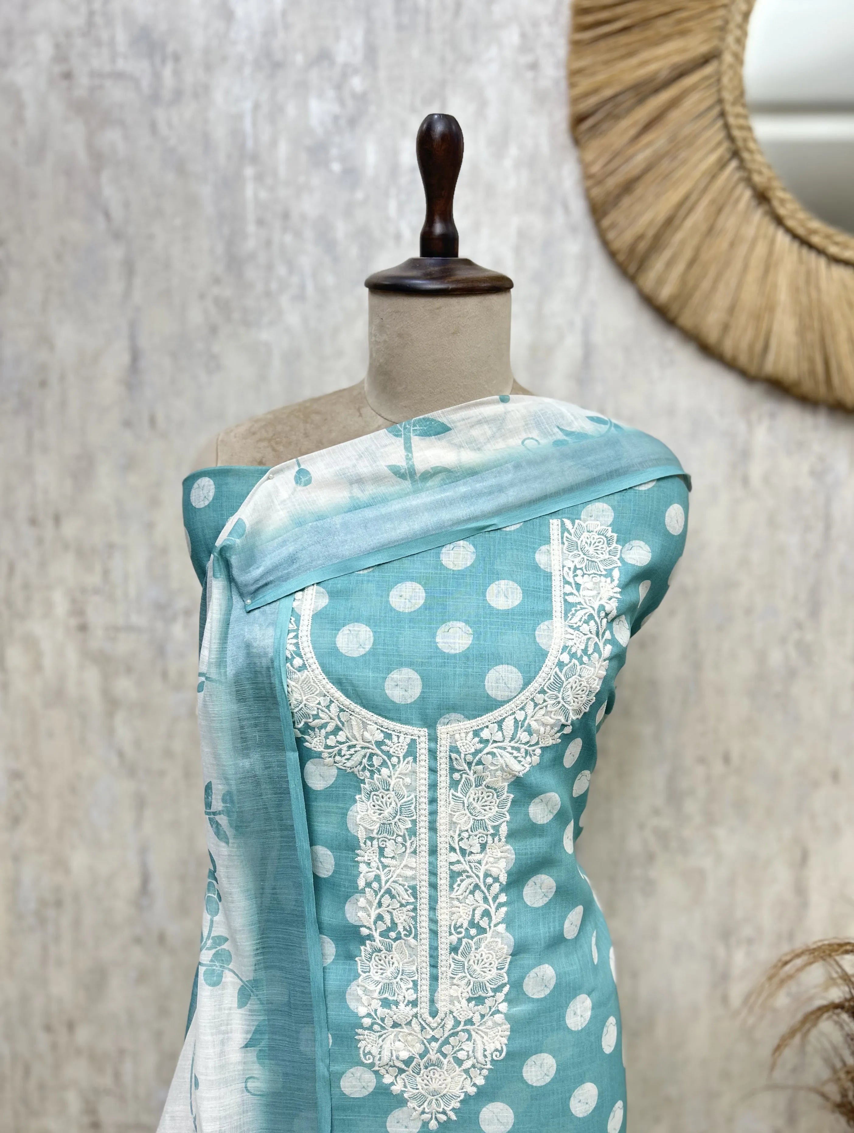 Polka Grace Ensemble Linen Unstitched suit