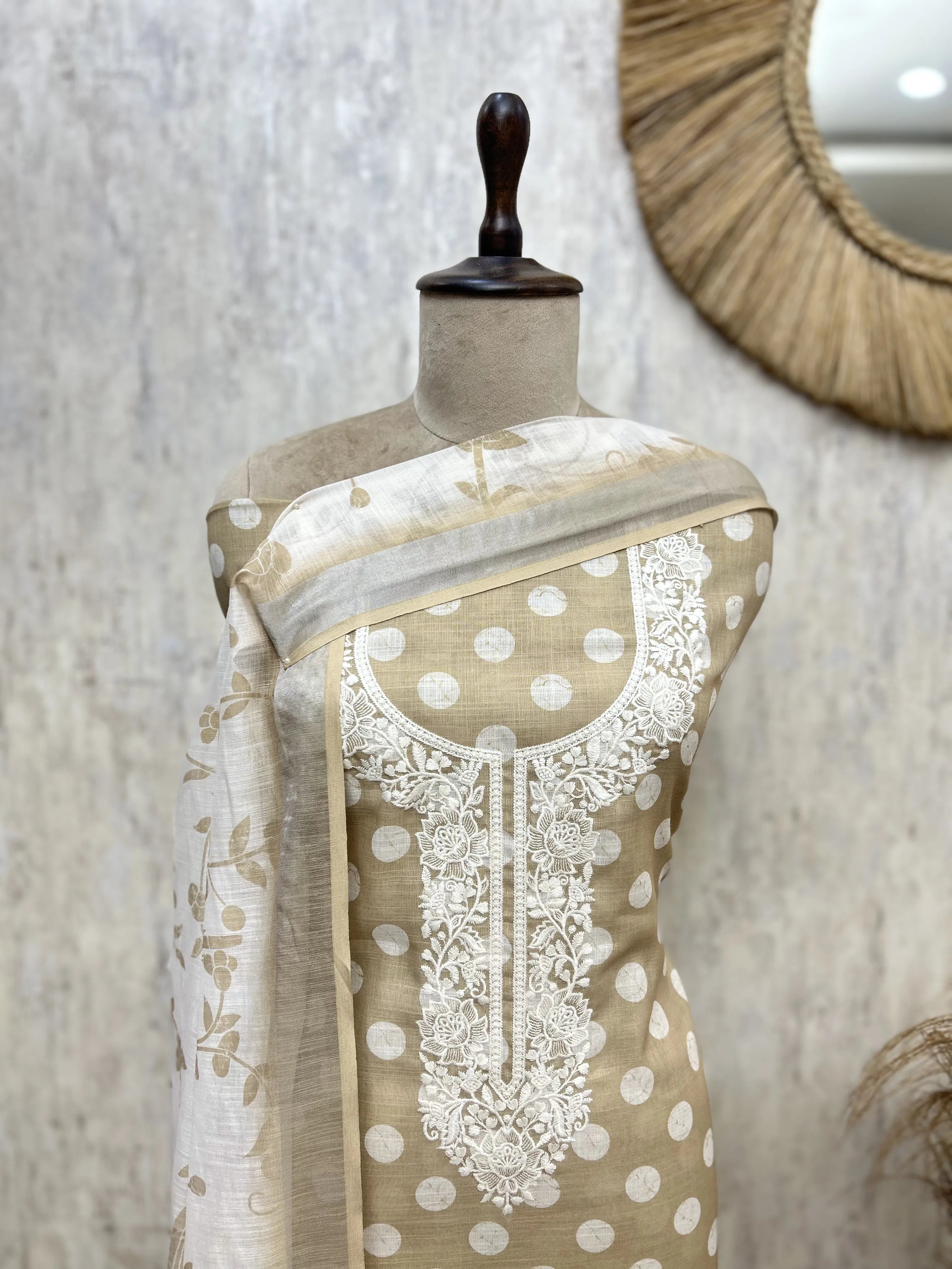 Polka Grace Ensemble Linen Unstitched suit