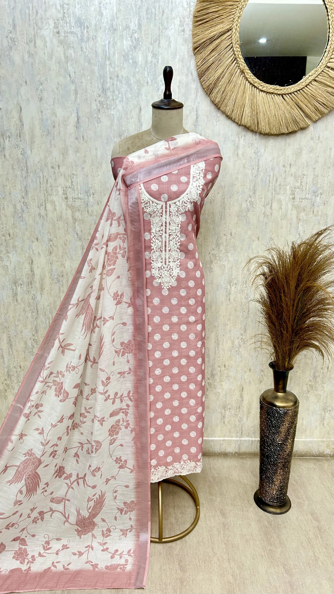 Polka Grace Ensemble Linen Unstitched suit