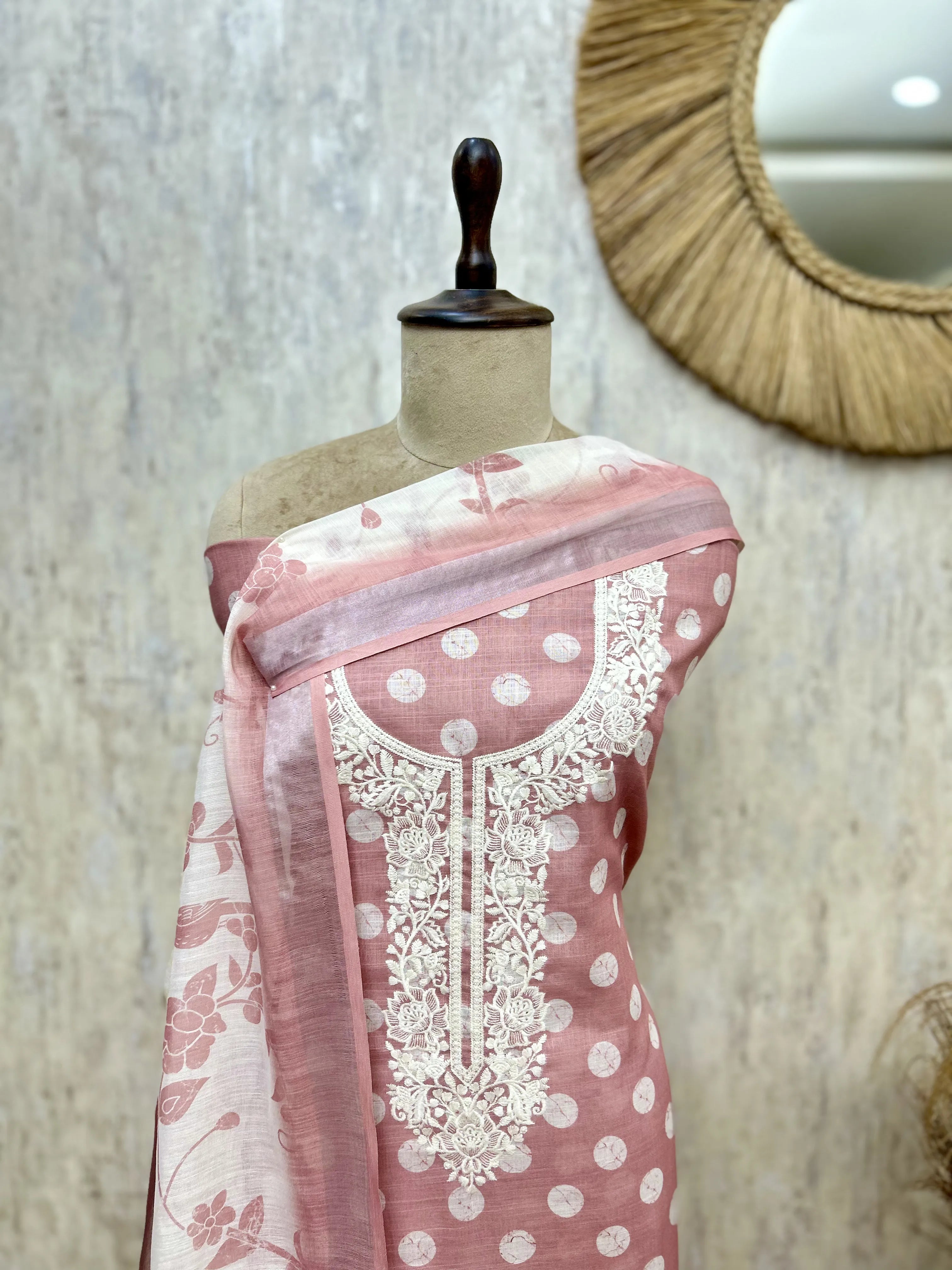 Polka Grace Ensemble Linen Unstitched suit