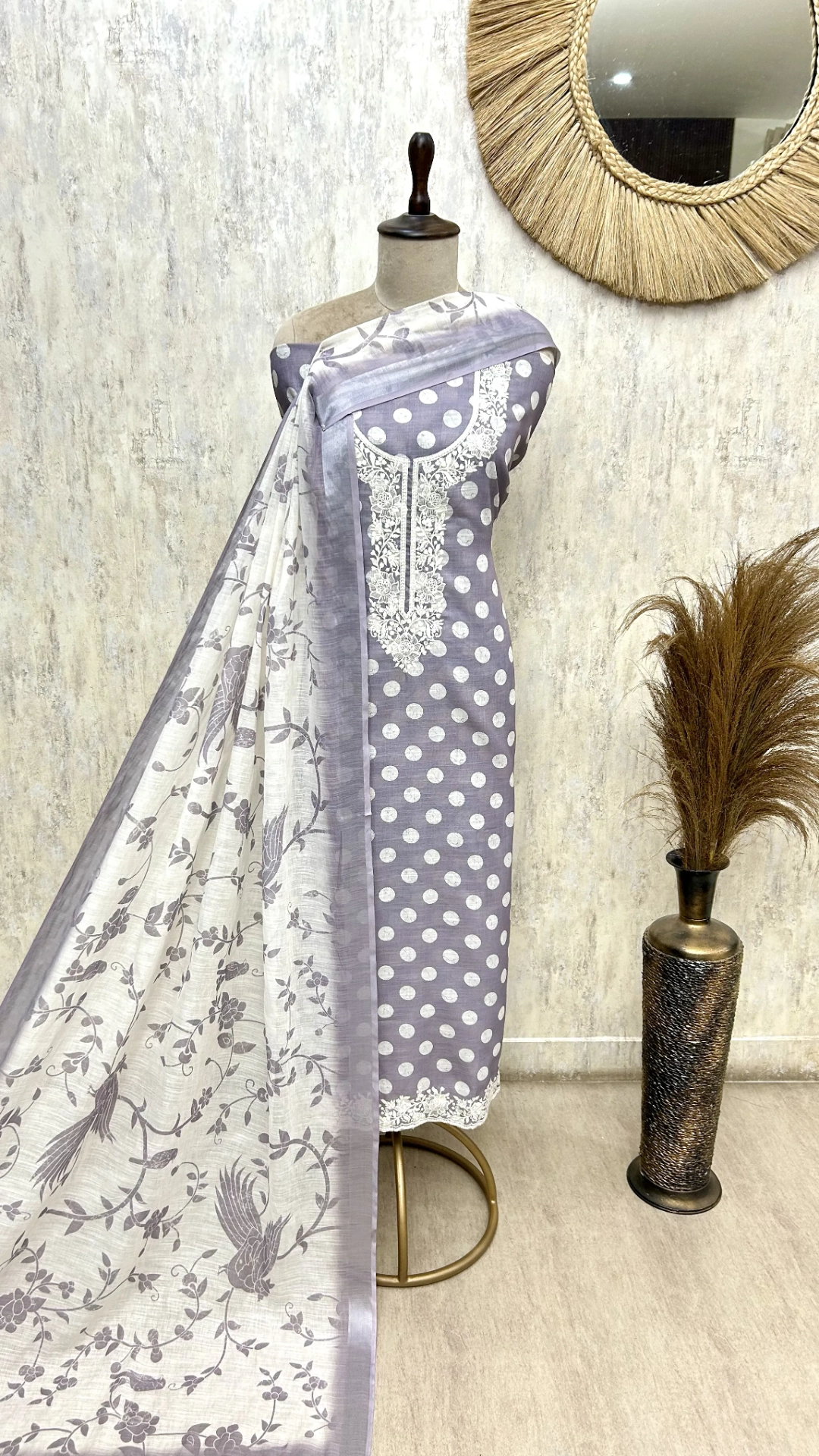 Polka Grace Ensemble Linen Unstitched suit