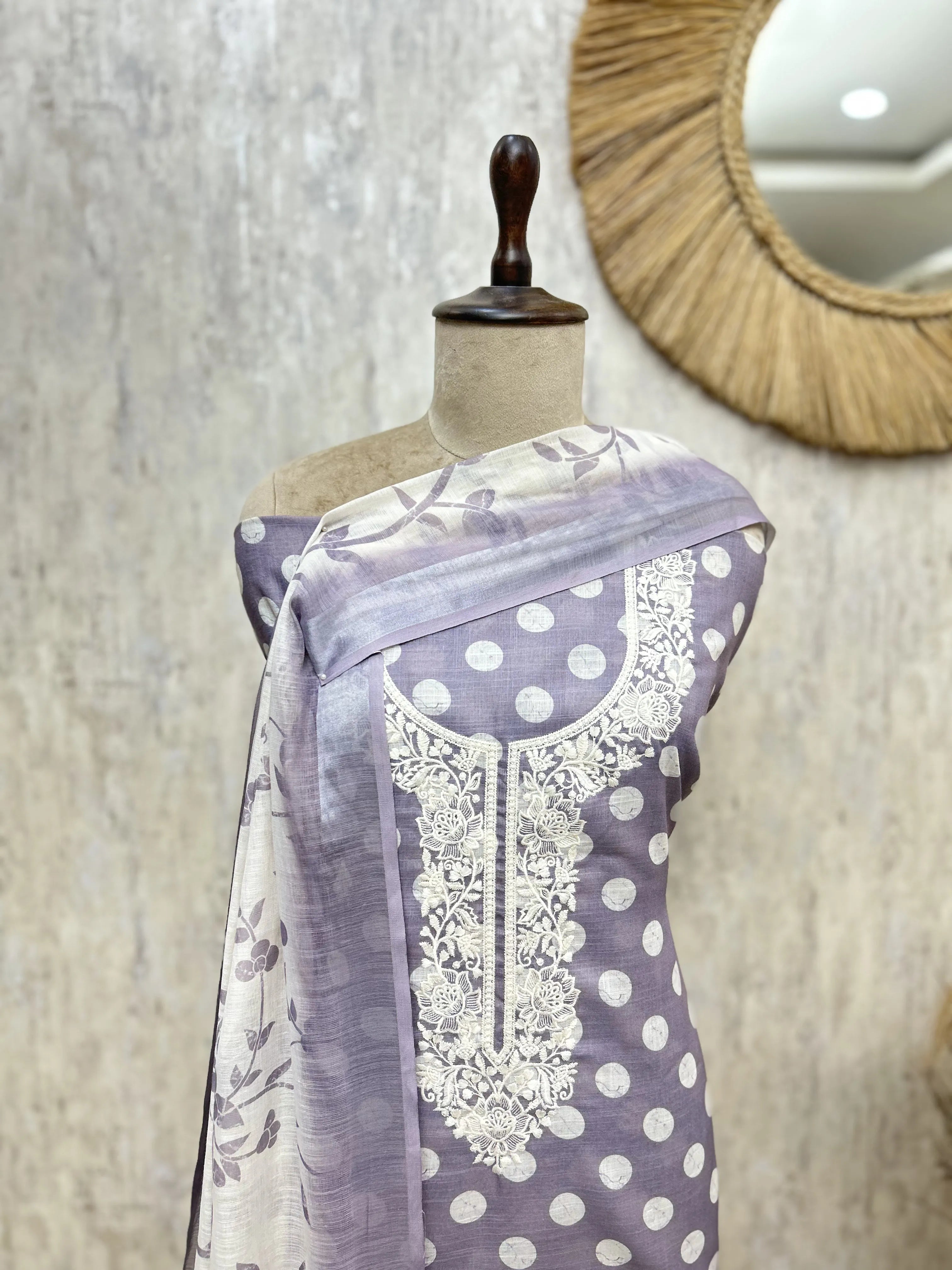Polka Grace Ensemble Linen Unstitched suit