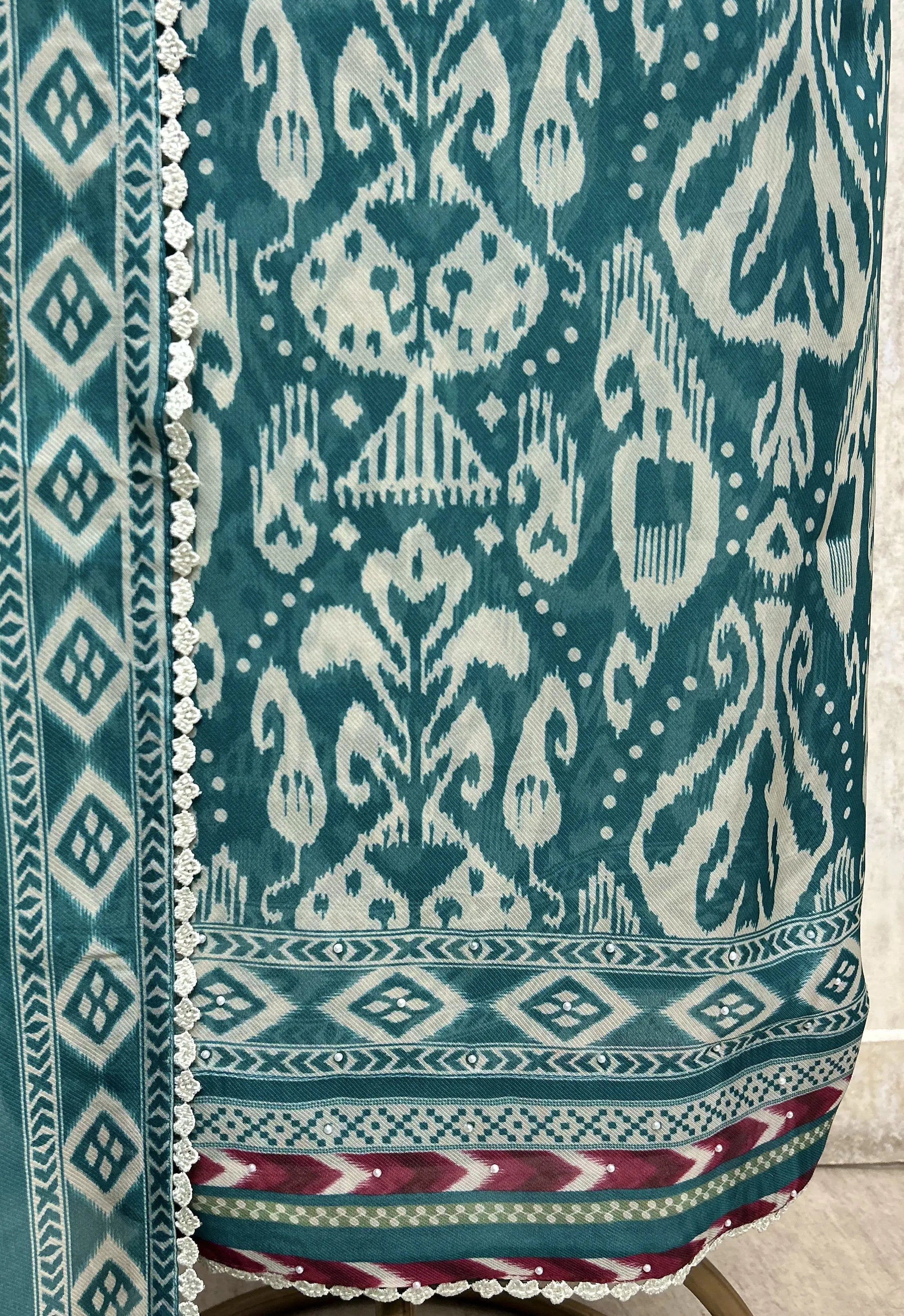 Luminous Twill Organza Unstitched Suits