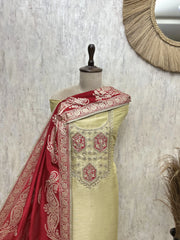 Touch of traditional Giraffe Tissue Unstitched Suits
