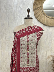 Floral print cotton unstitched suit