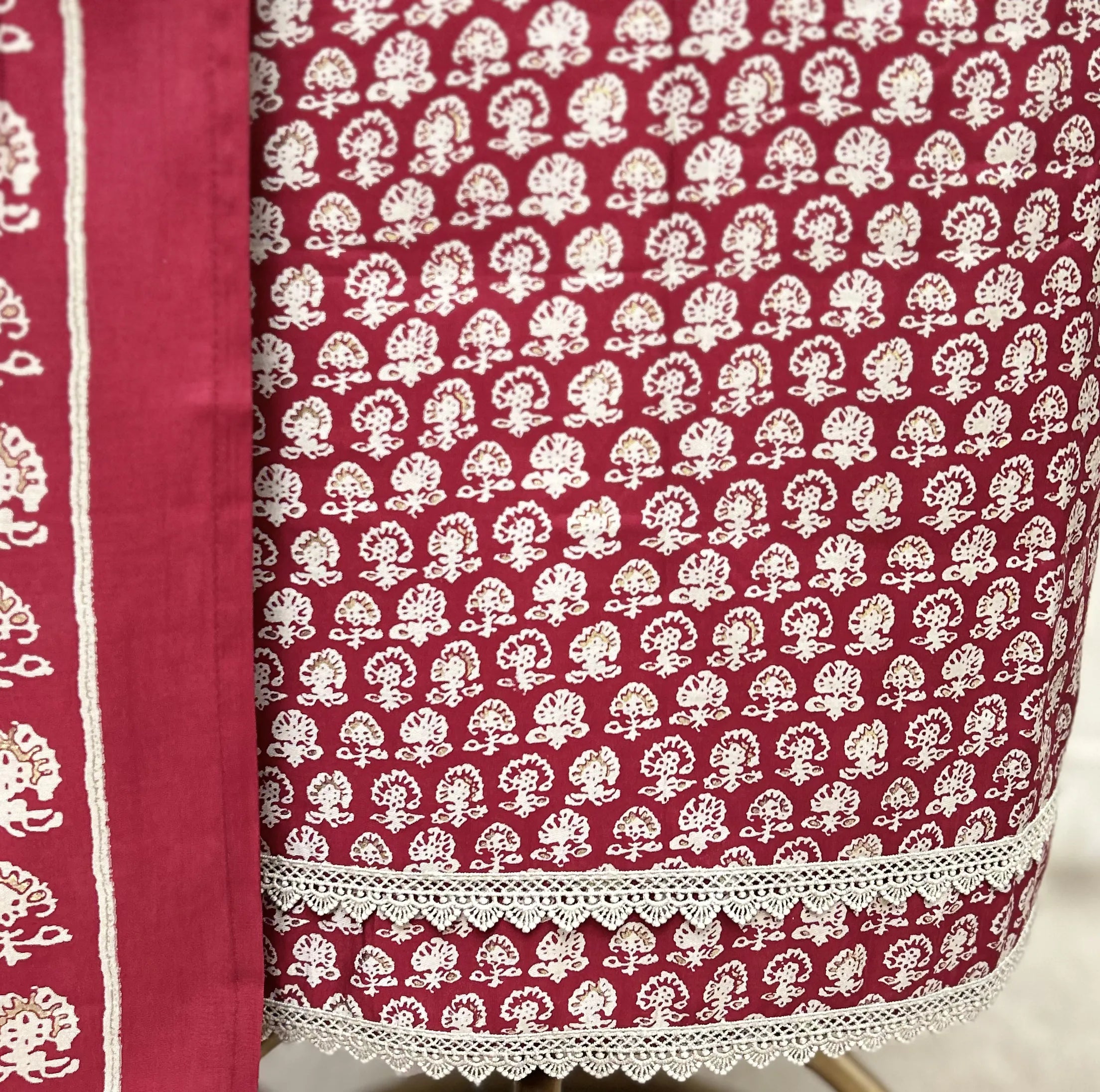 Floral print cotton unstitched suit