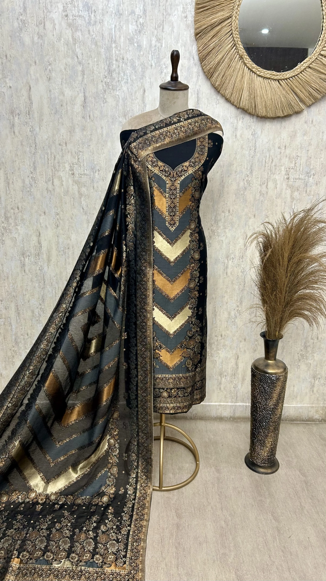Primium Midnight Cotton silk Unstitched suit