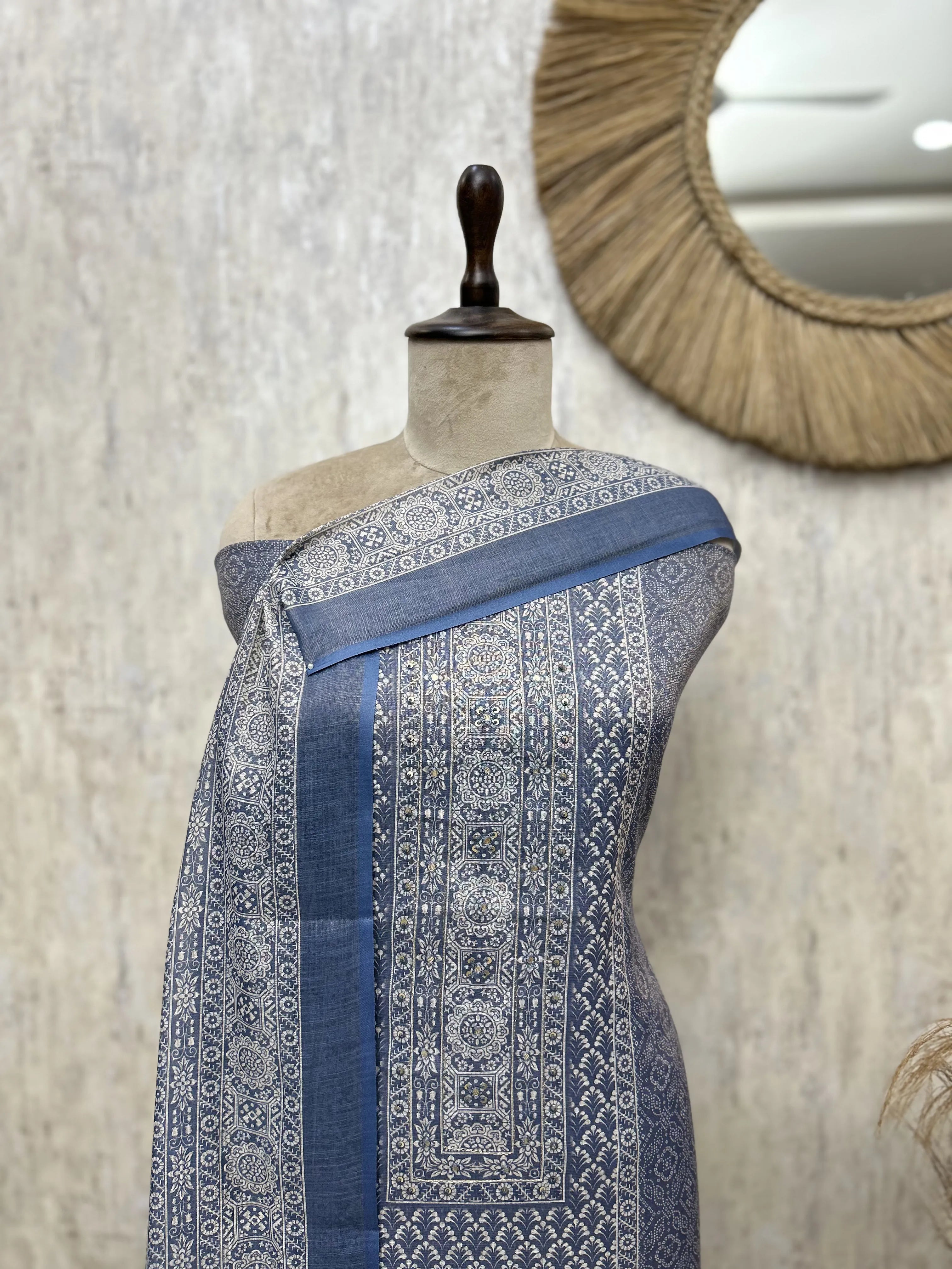 Floral Print Linen Unstitched suit