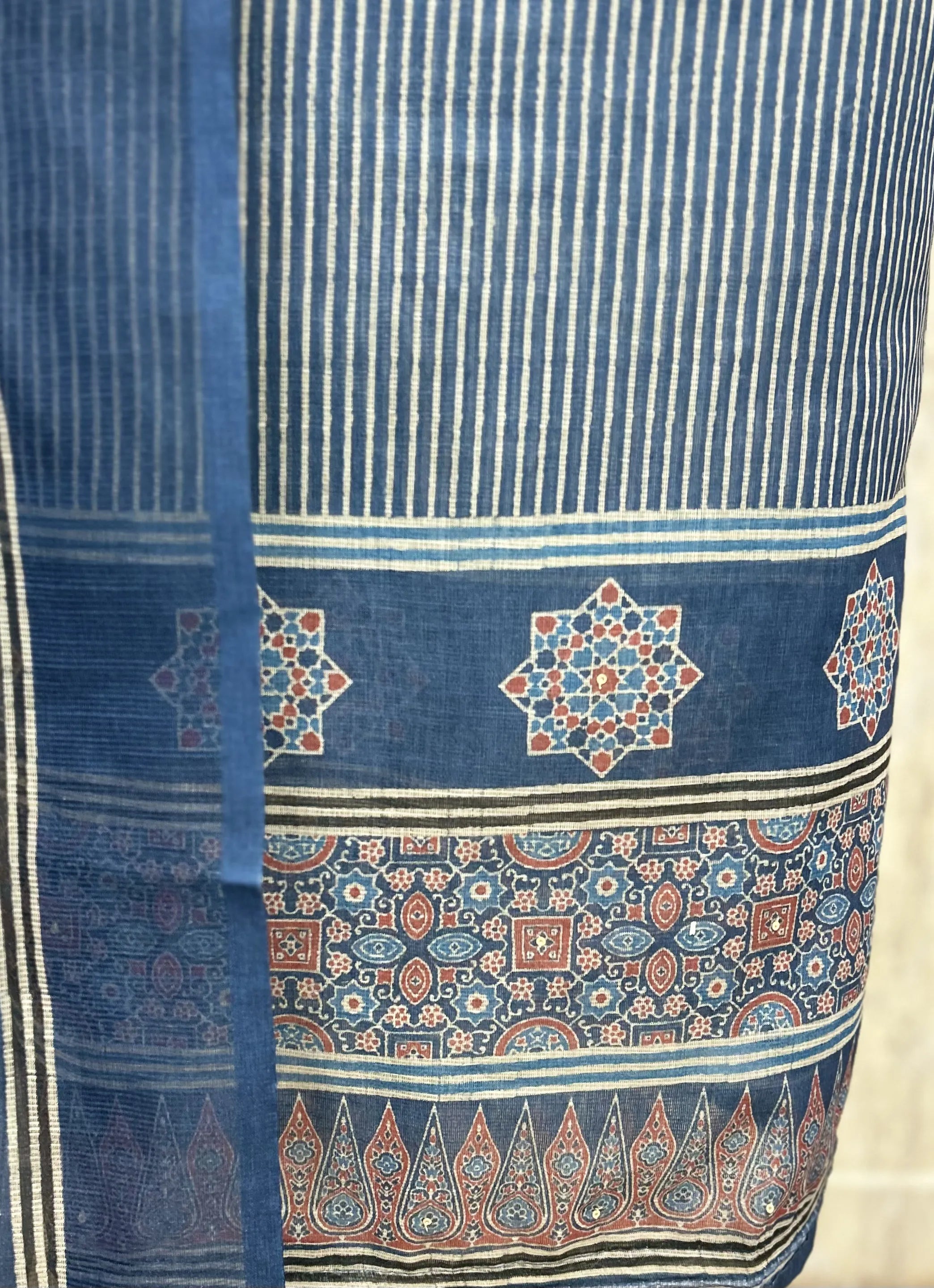 Rustic Patchwork Linen Unstitched suit