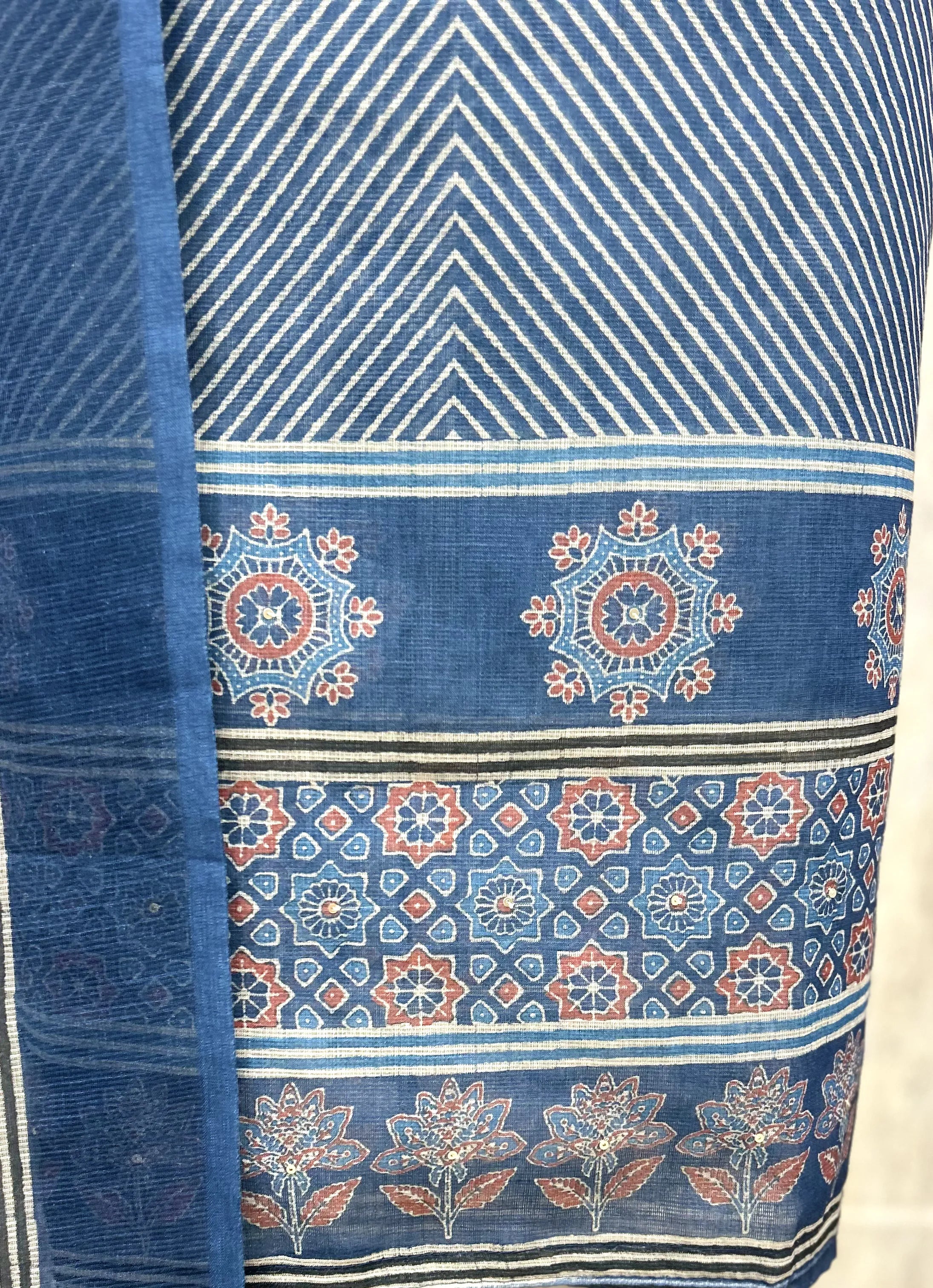 Rustic Patchwork Linen Unstitched suit