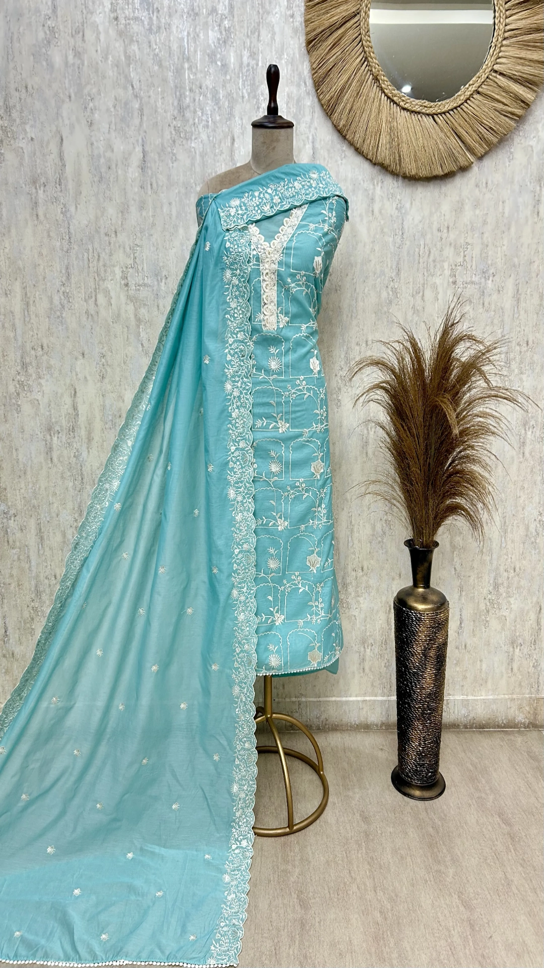 Rustic Print Elegance Linen Unstitched Suit