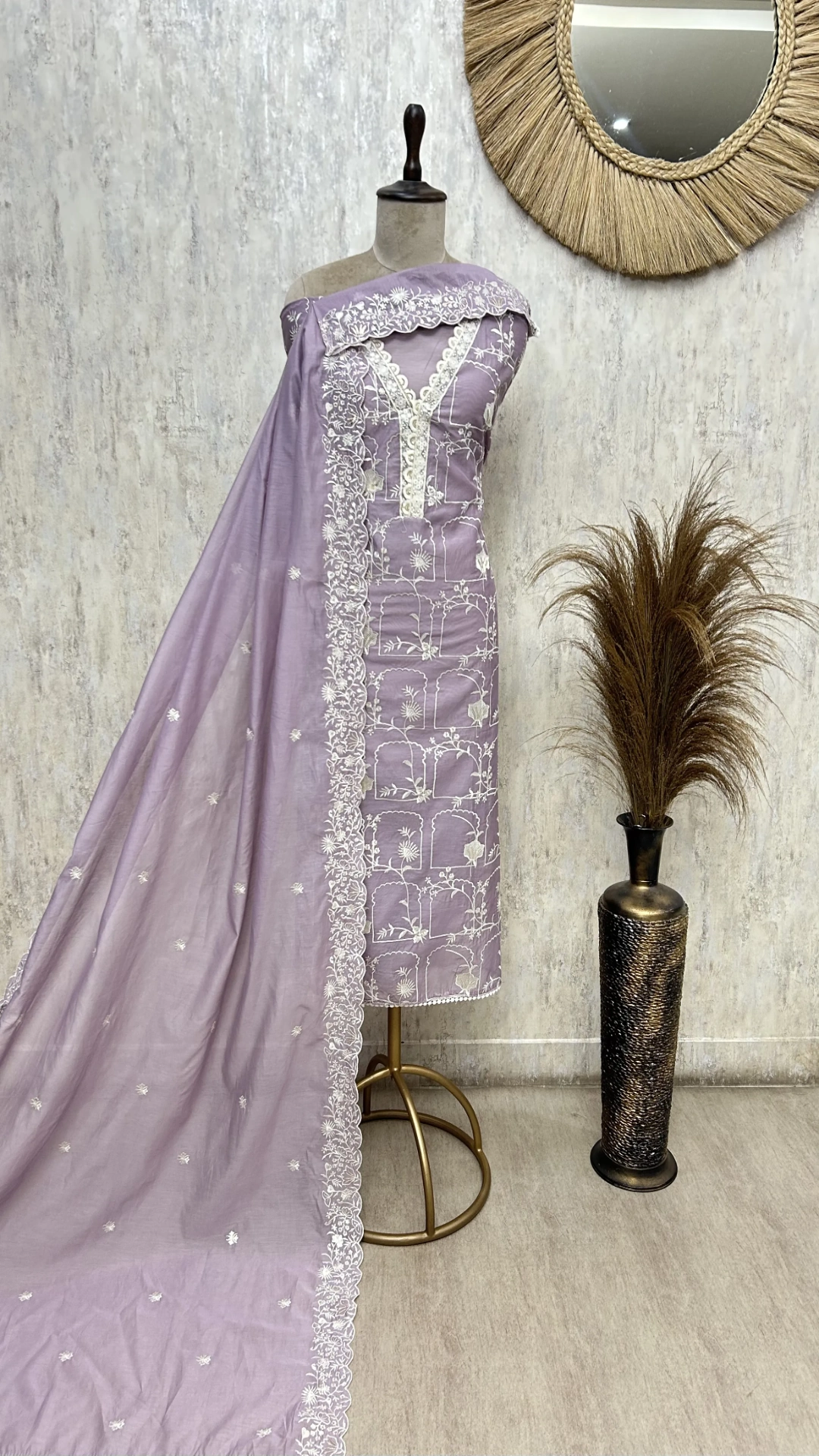 Rustic Print Elegance Linen Unstitched Suit