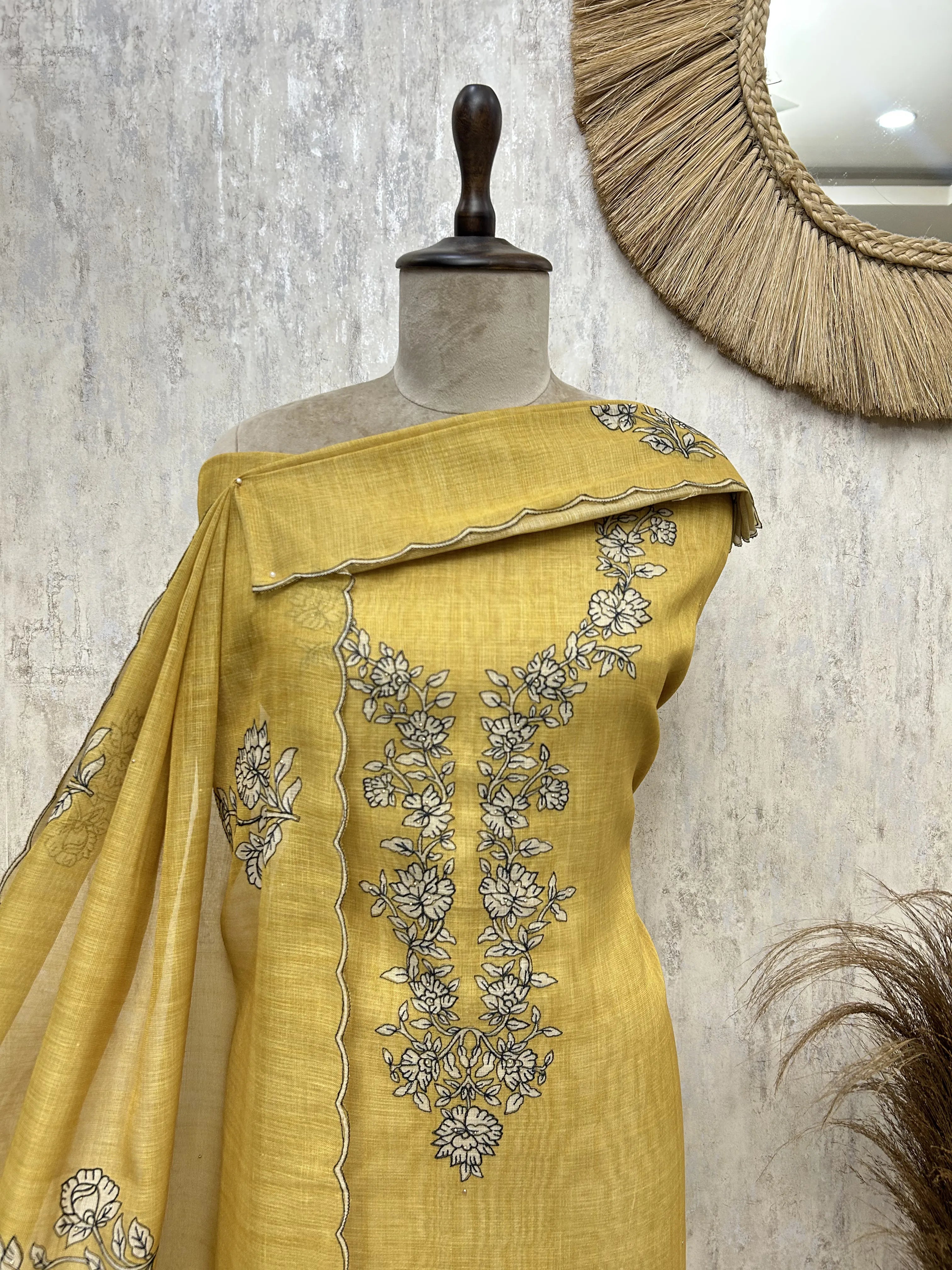 Traditional Tissue linen Unstitched suit
