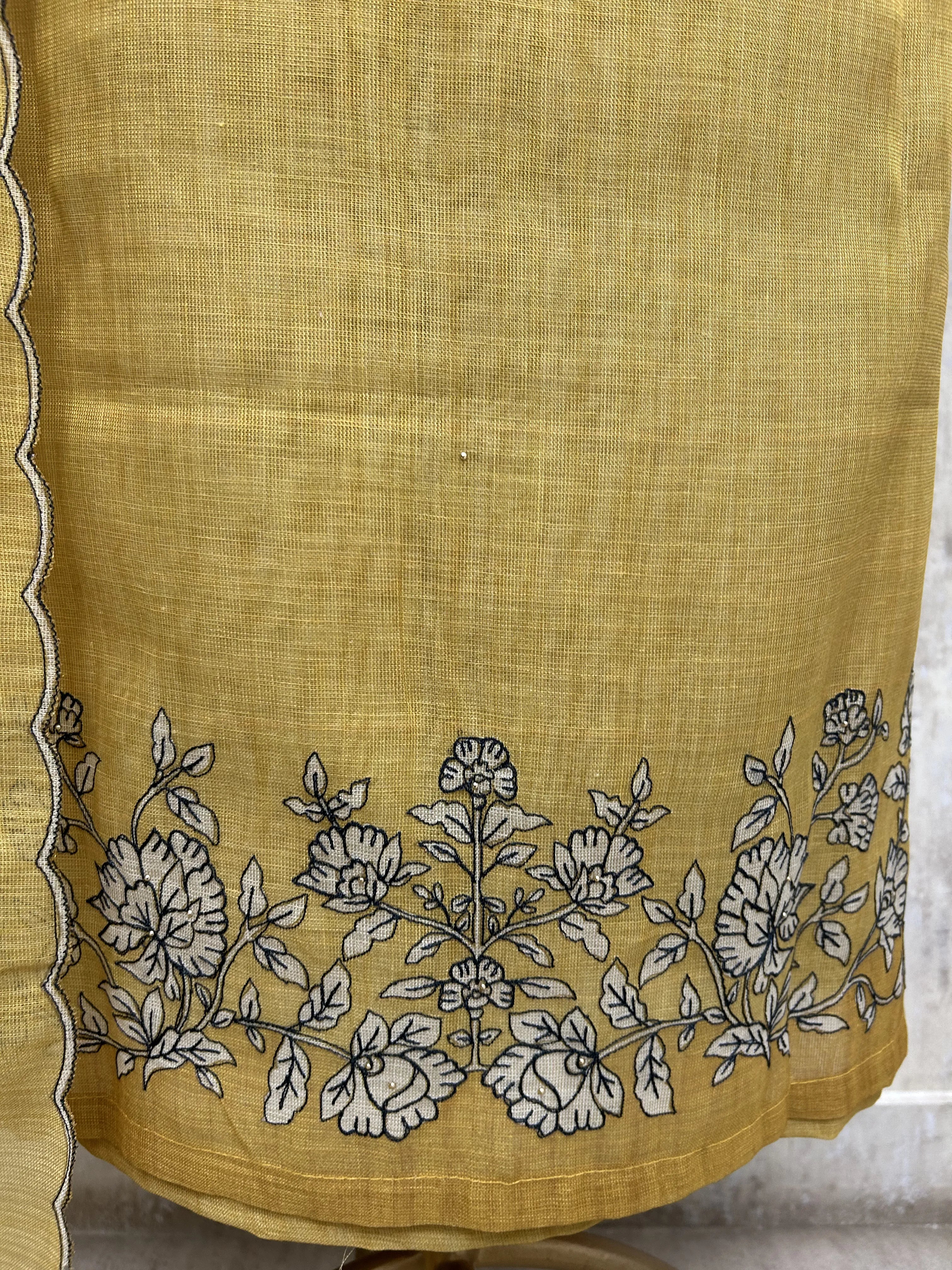 Traditional Tissue linen Unstitched suit