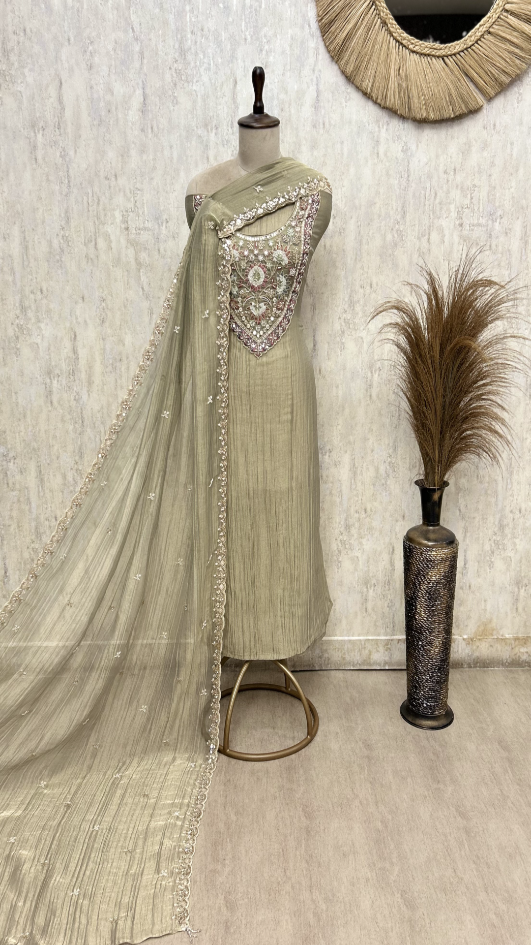 Celestial Grace Crush Tissue Unstitched Suit