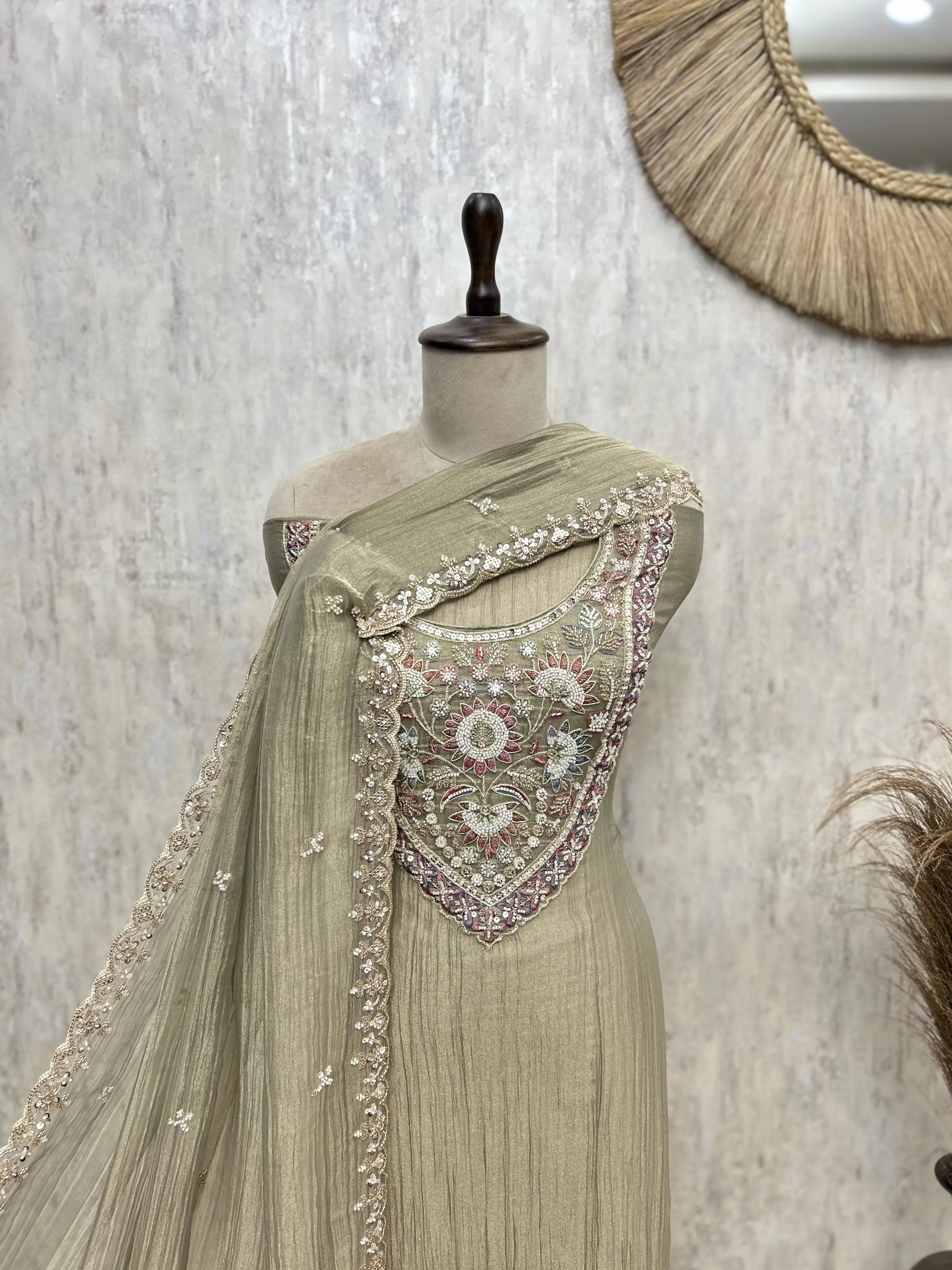 Celestial Grace Crush Tissue Unstitched Suit