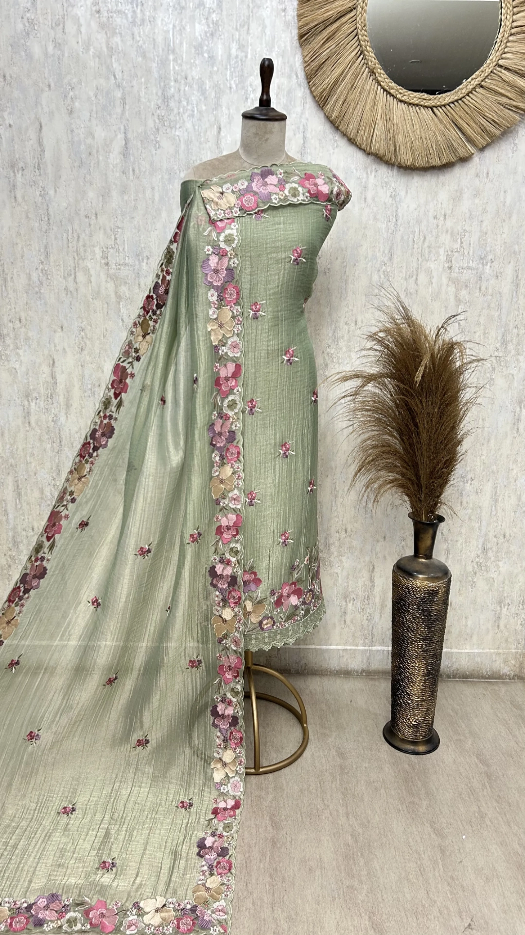Timeless Ethnic Elegance Crush tissue Unstitched suit