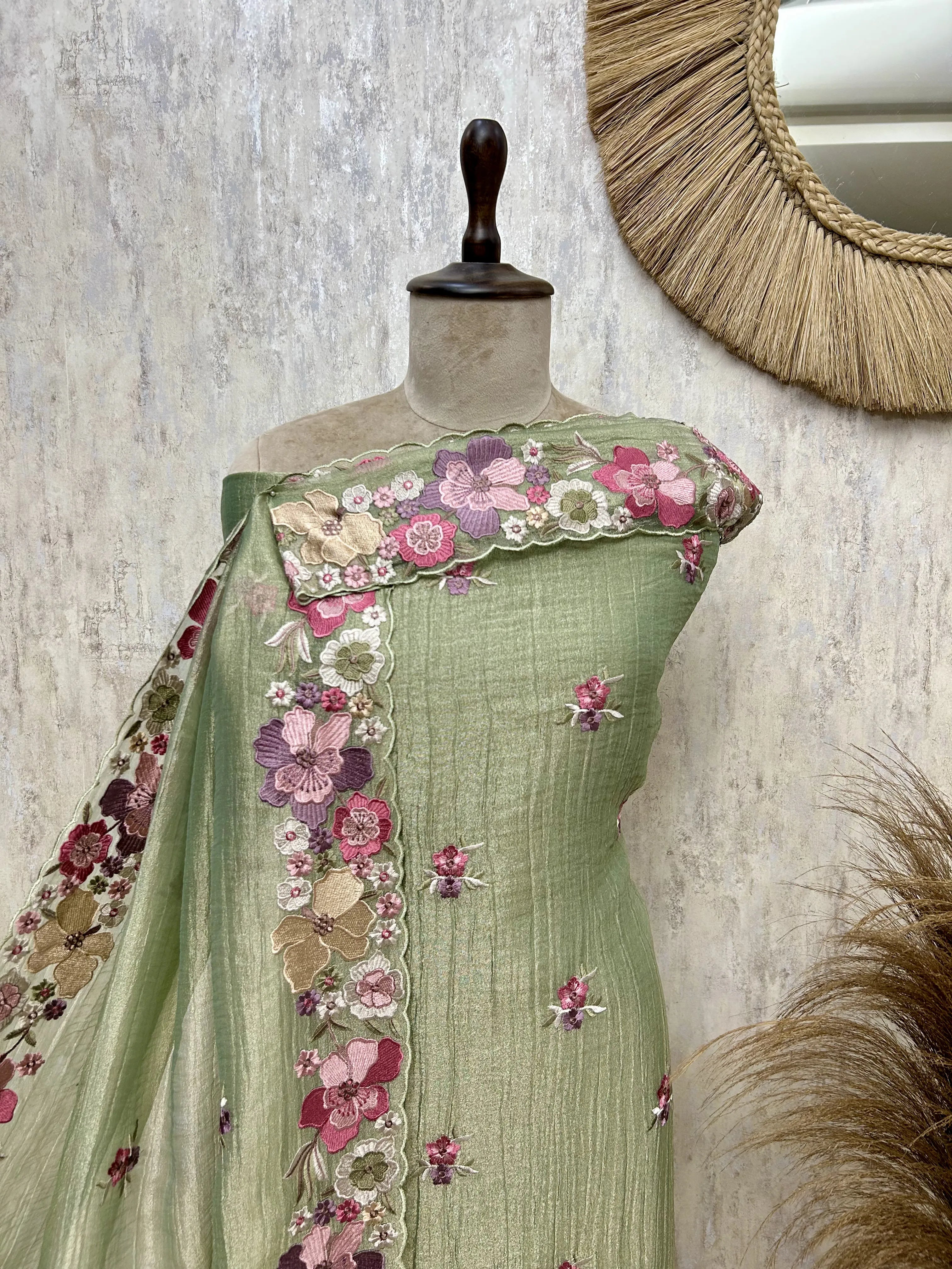 Timeless Ethnic Elegance Crush tissue Unstitched suit