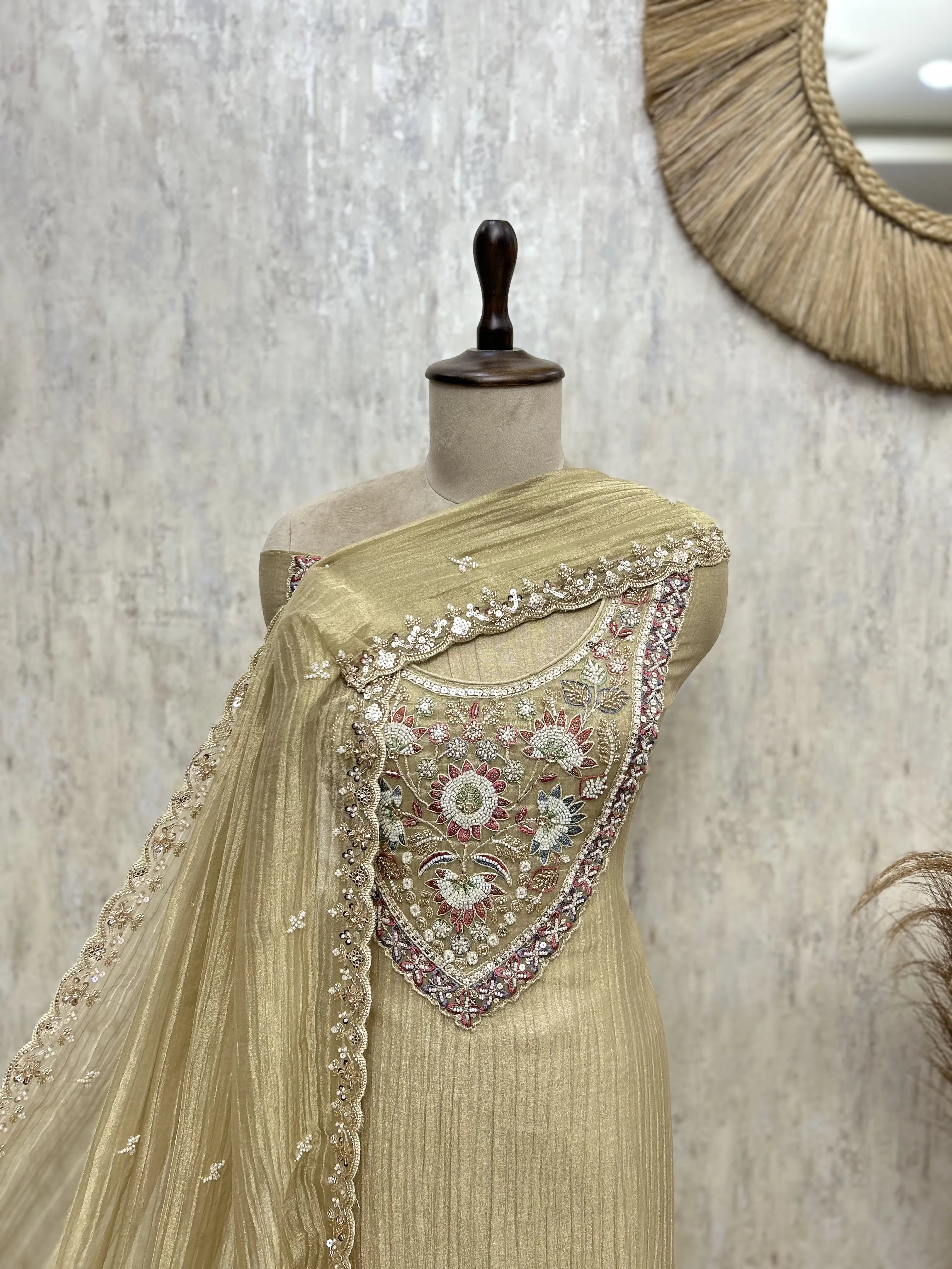 Celestial Grace Crush Tissue Unstitched Suit