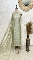 Refined Ethnic Look Crush tissue Unstitched suit