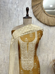 Floral print Maheshwari unstitched suit