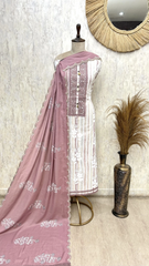 Dusty Rose Embroidered Cotton Unstitched suit